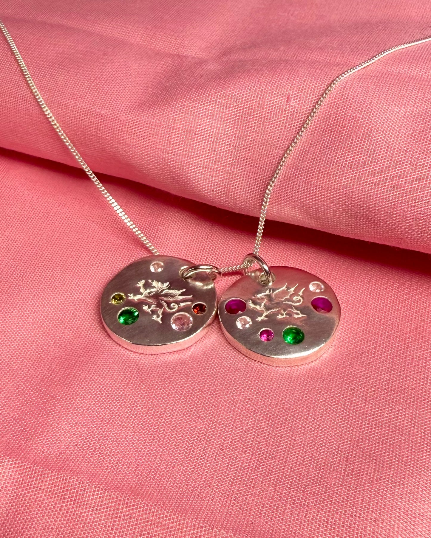(Made to order) Welsh Dragon Necklace - Solid Silver With Cubic Zirconia