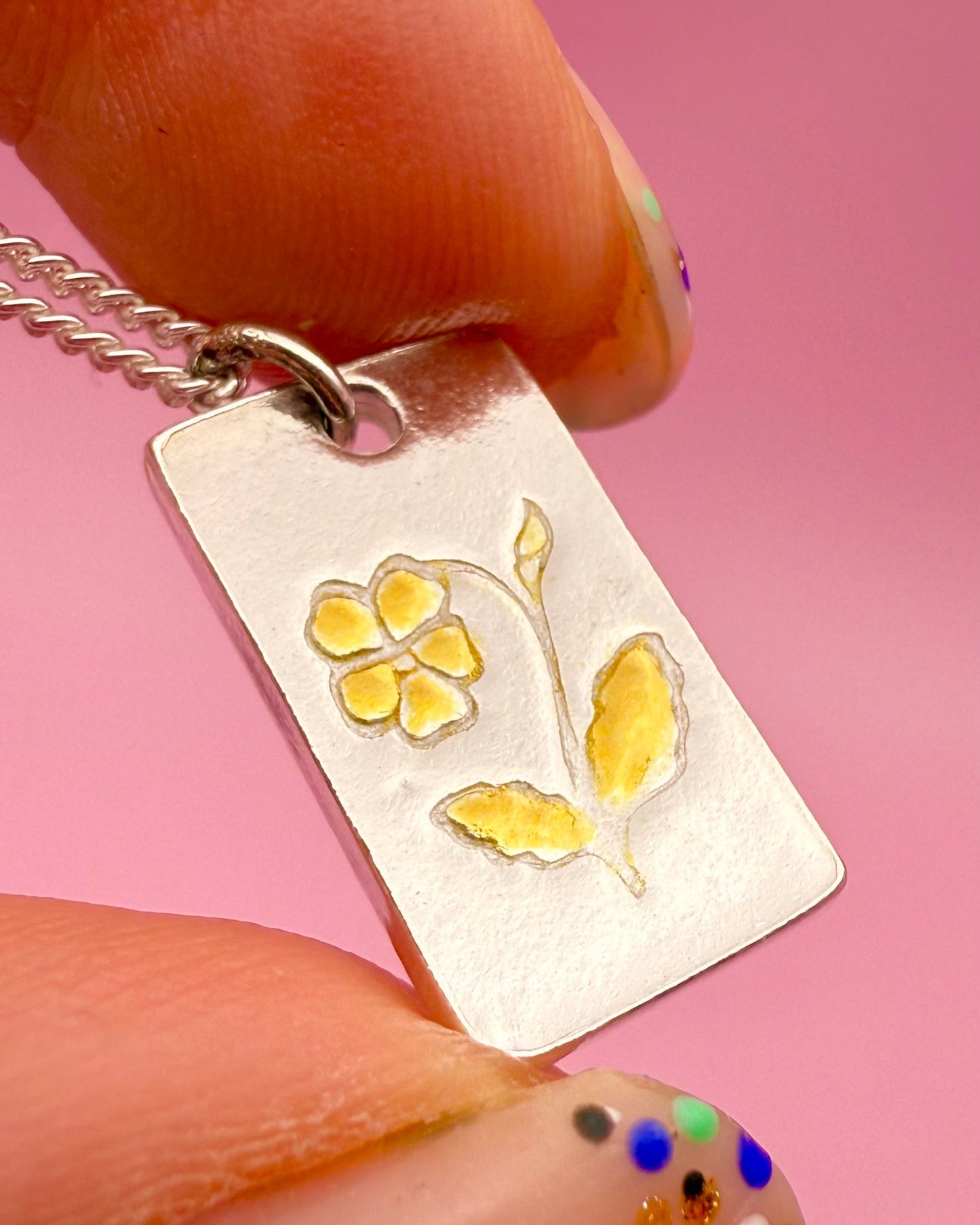(Made to order) Birth Flower Pendant - Solid Silver With 24k Accent Gold And Cubic Zirconia Gemstones