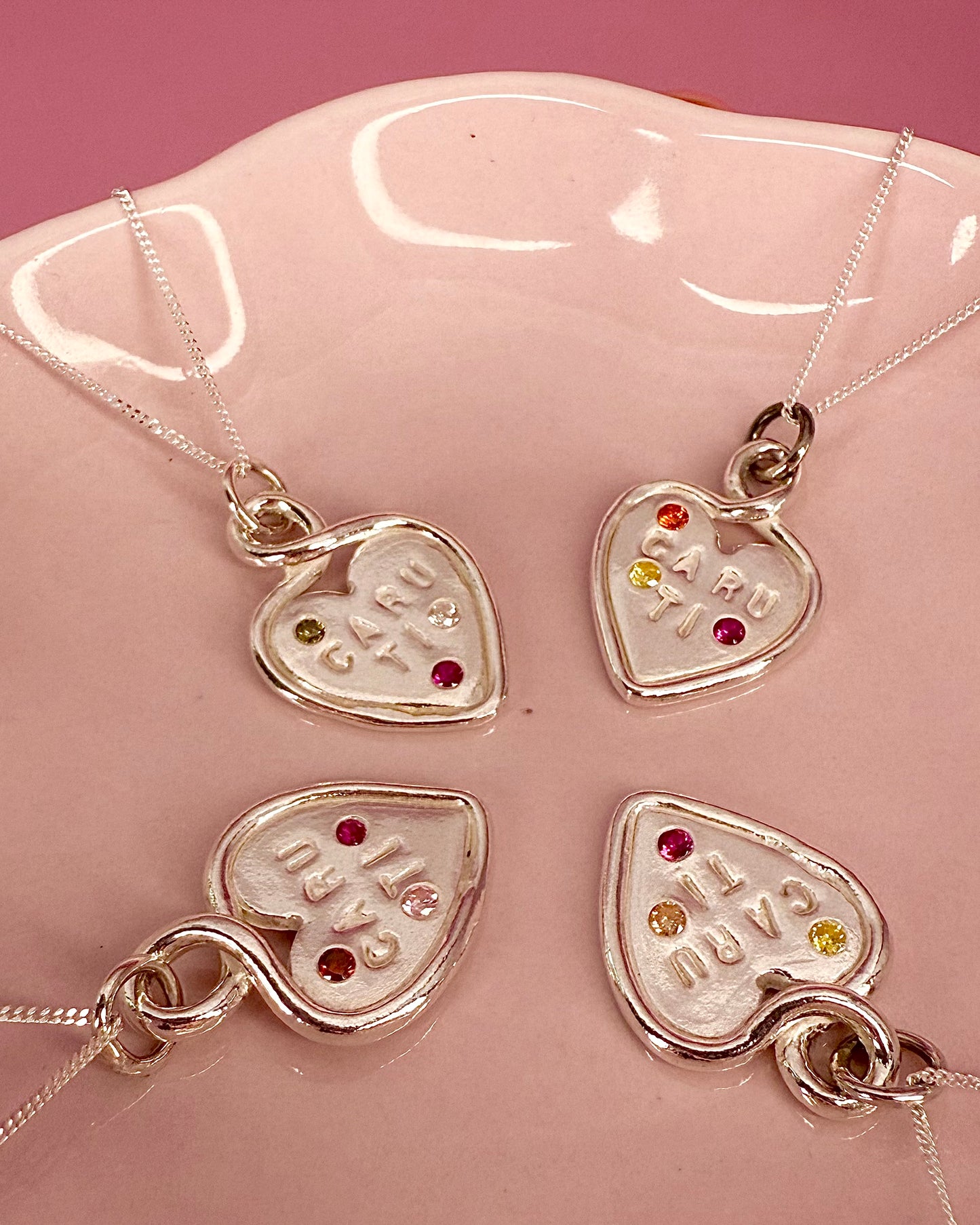 Caru Ti Heart Loop Pendant - Solid Silver With Cubic Zirconia