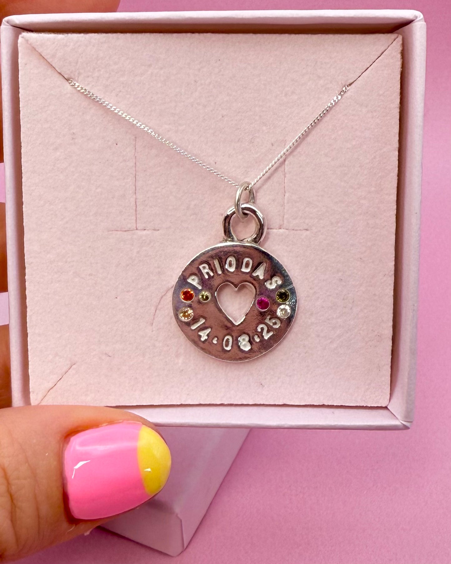 (Made to order) Heart Coin - Solid silver with Cubic Zirconia
