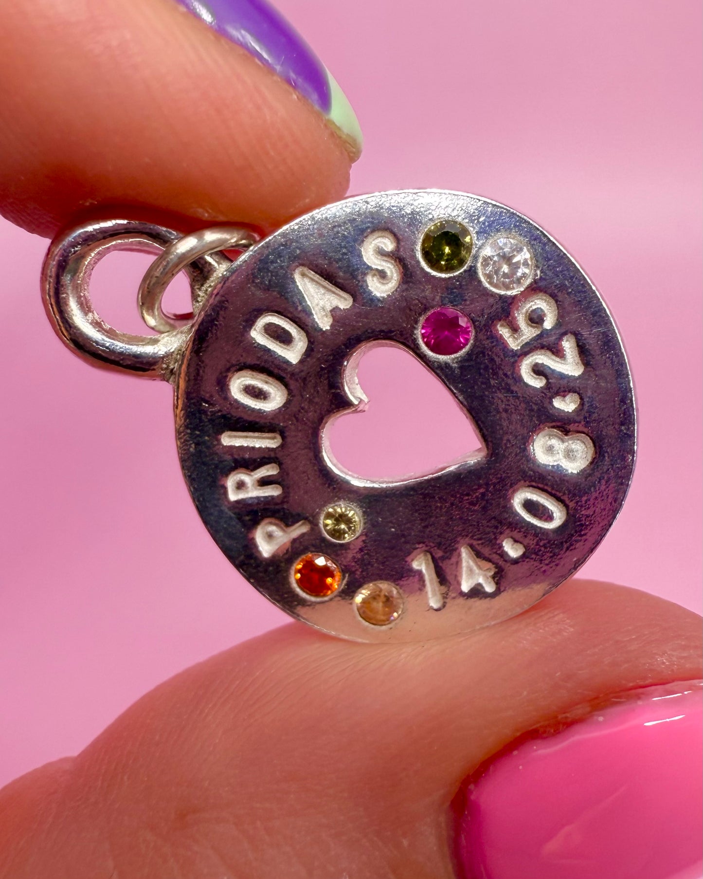 (Made to order) Heart Coin - Solid silver with Cubic Zirconia