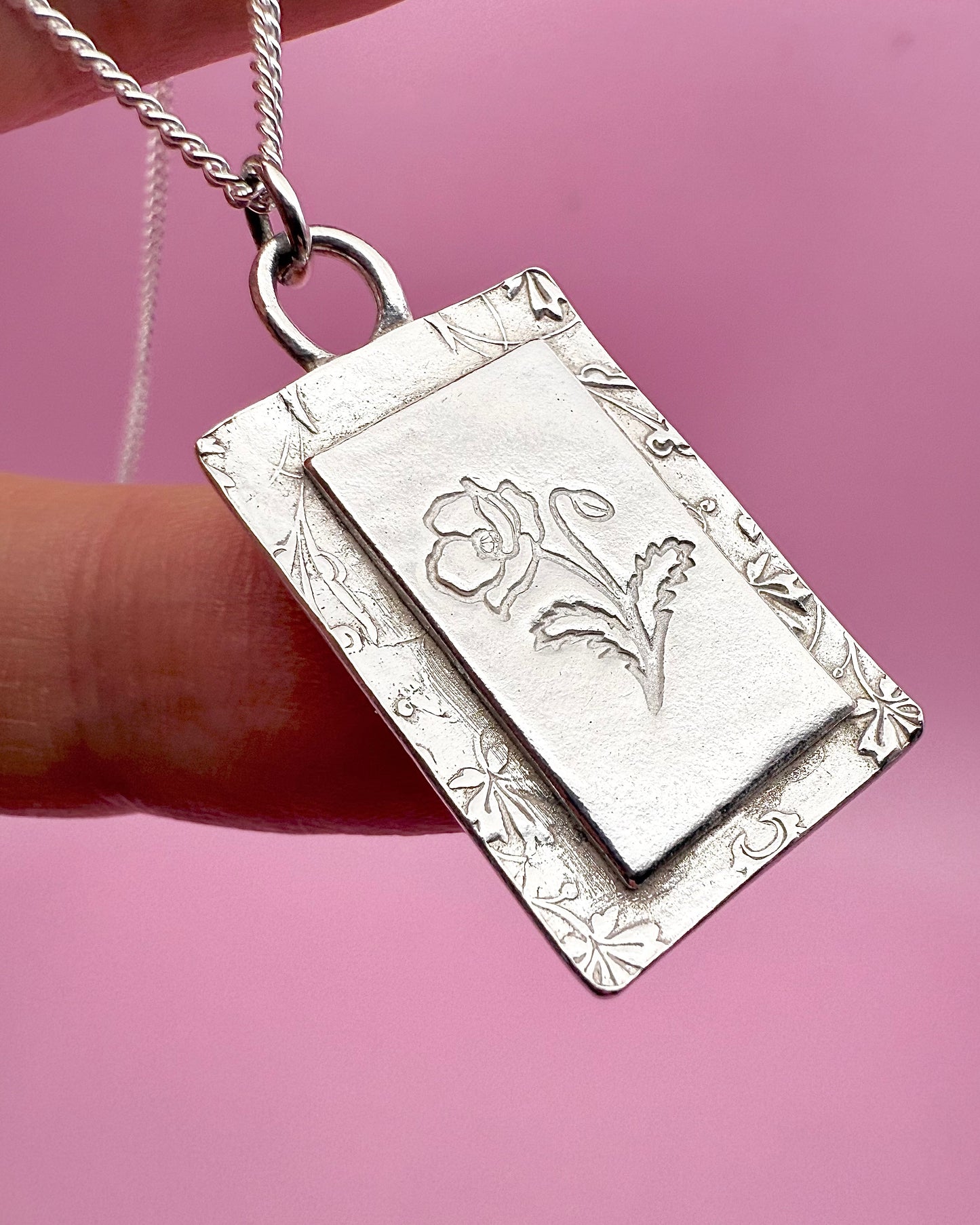 (Made to order) Birth Flower Pendant - Solid Silver With 24k Accent Gold And Cubic Zirconia Gemstones