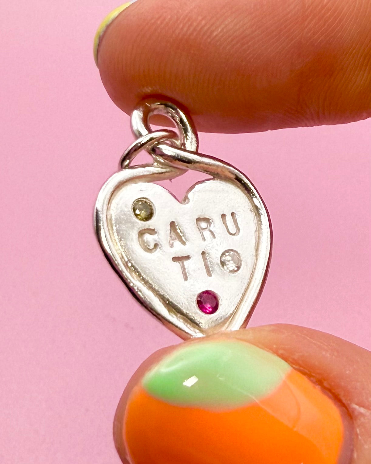 Caru Ti Heart Loop Pendant - Solid Silver With Cubic Zirconia
