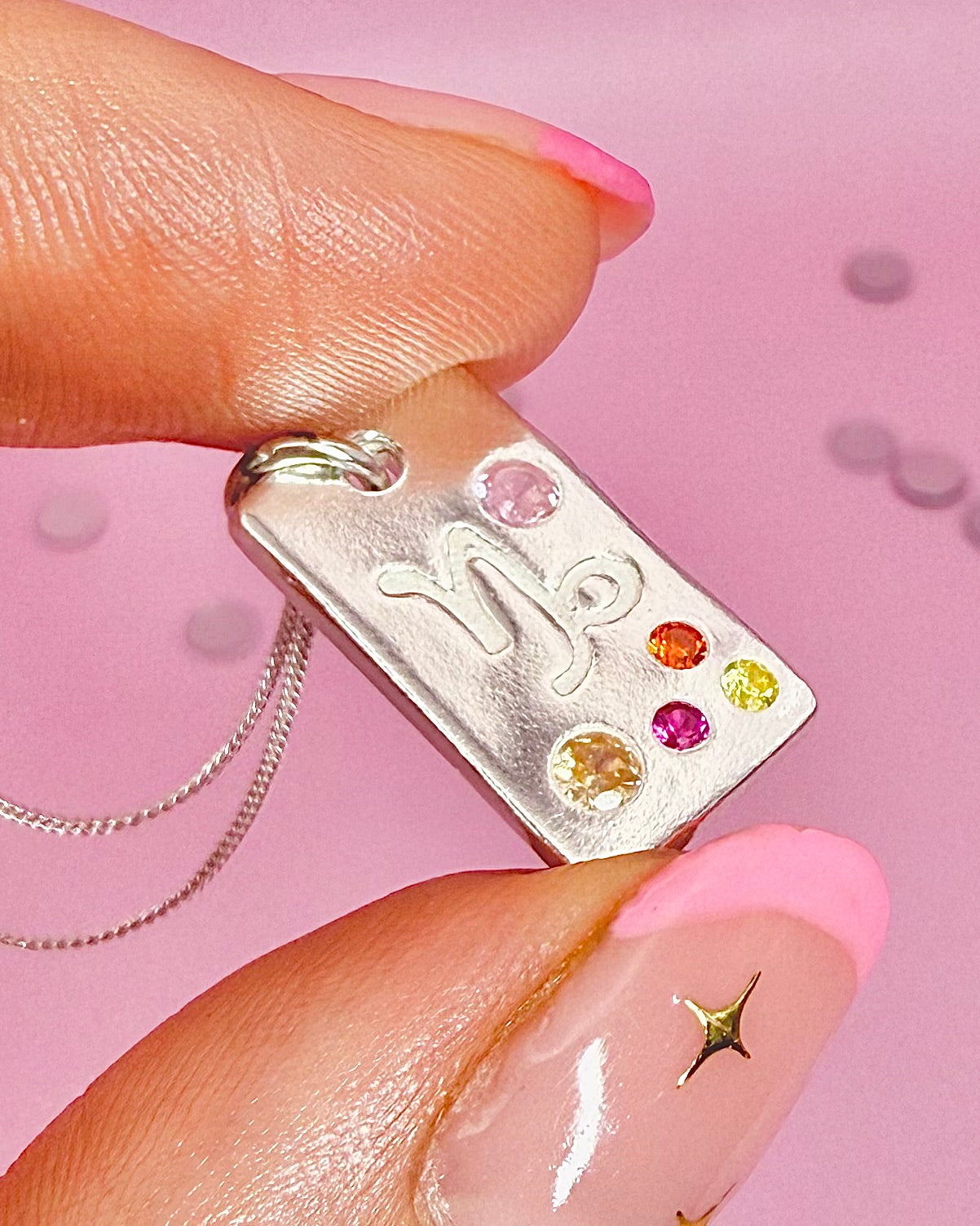 (Made to order) Zodiac Pendant - Solid Fine Silver With Cubic Zirconia Gemstones