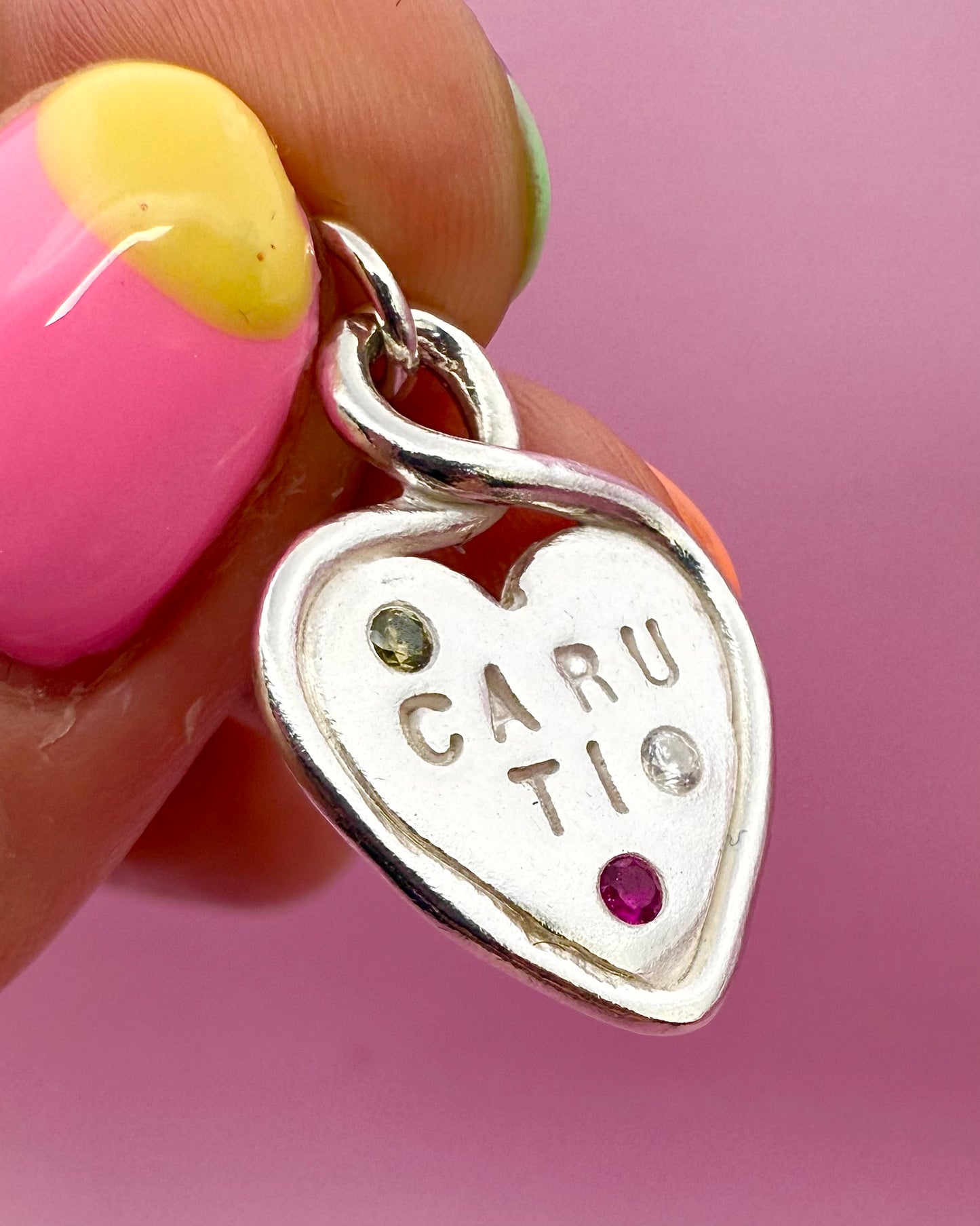 Caru Ti Heart Loop Pendant - Solid Silver With Cubic Zirconia