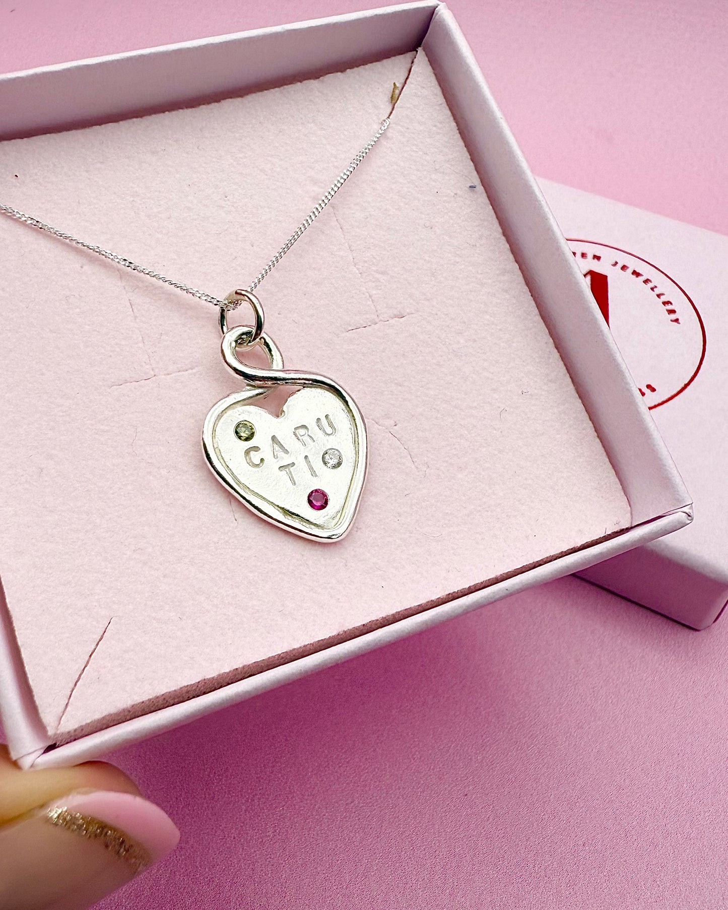Caru Ti Heart Loop Pendant - Solid Silver With Cubic Zirconia
