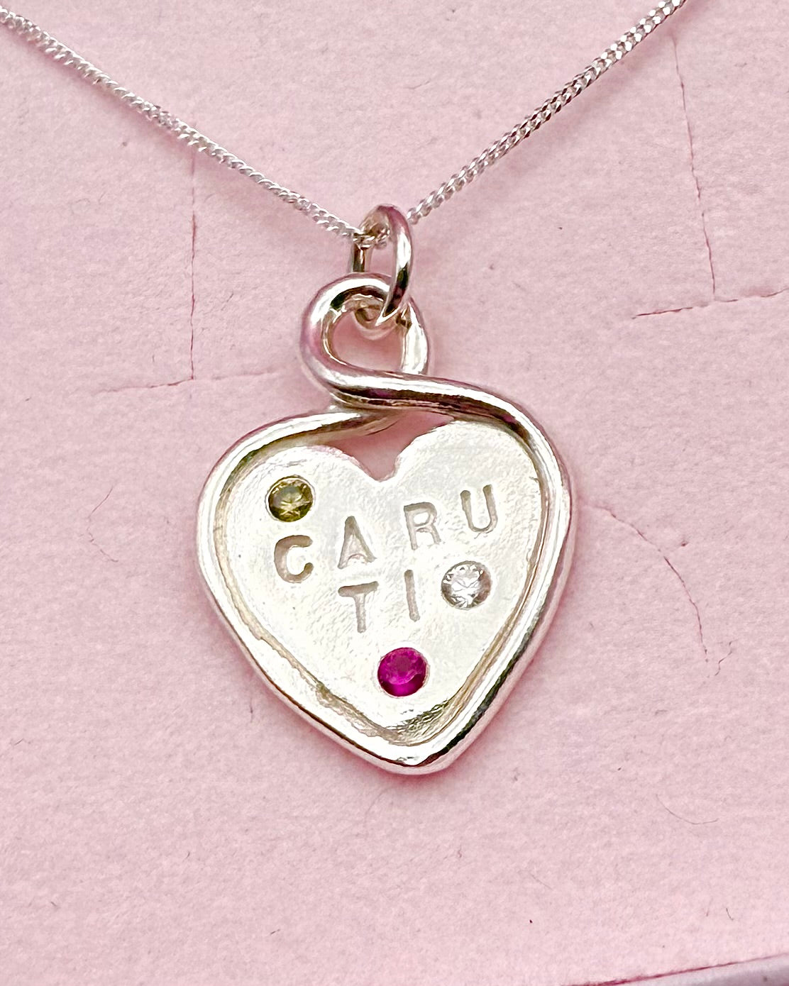 Caru Ti Heart Loop Pendant - Solid Silver With Cubic Zirconia