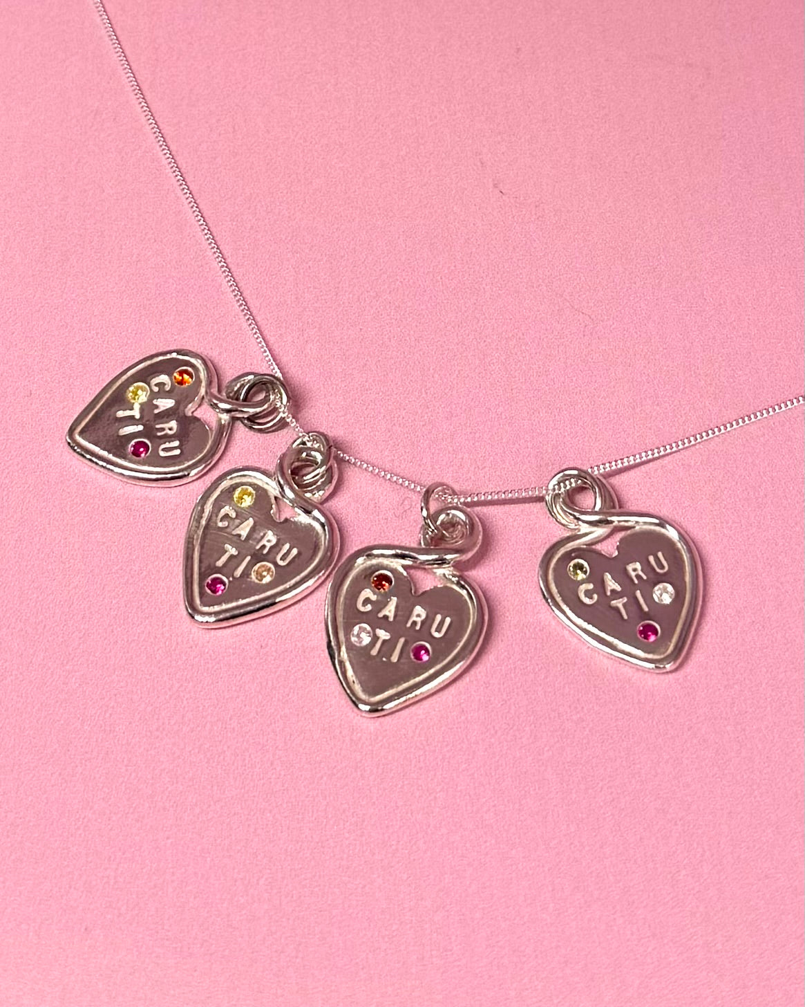 Caru Ti Heart Loop Pendant - Solid Silver With Cubic Zirconia