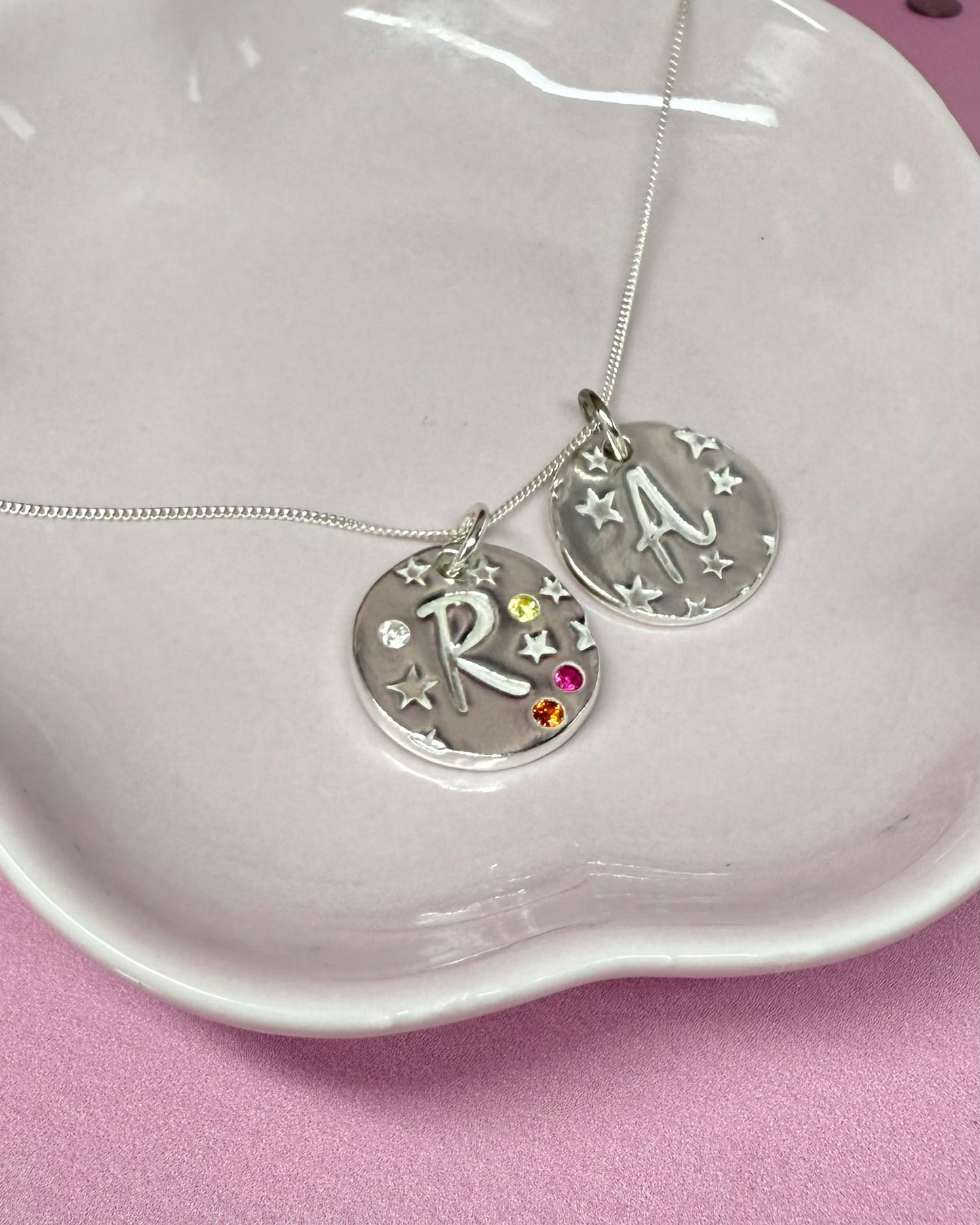 (Made to order) Seren Initial Pendant - Solid Fine Silver