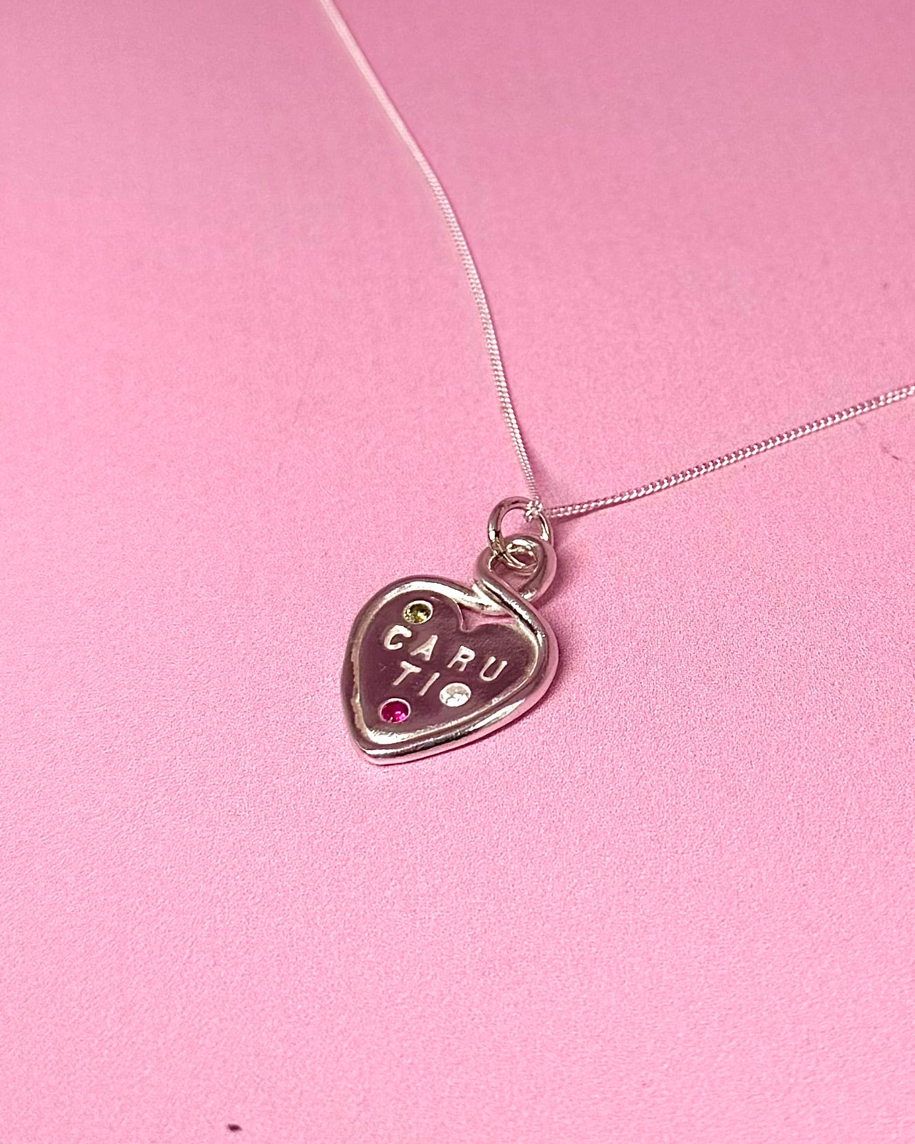Caru Ti Heart Loop Pendant - Solid Silver With Cubic Zirconia