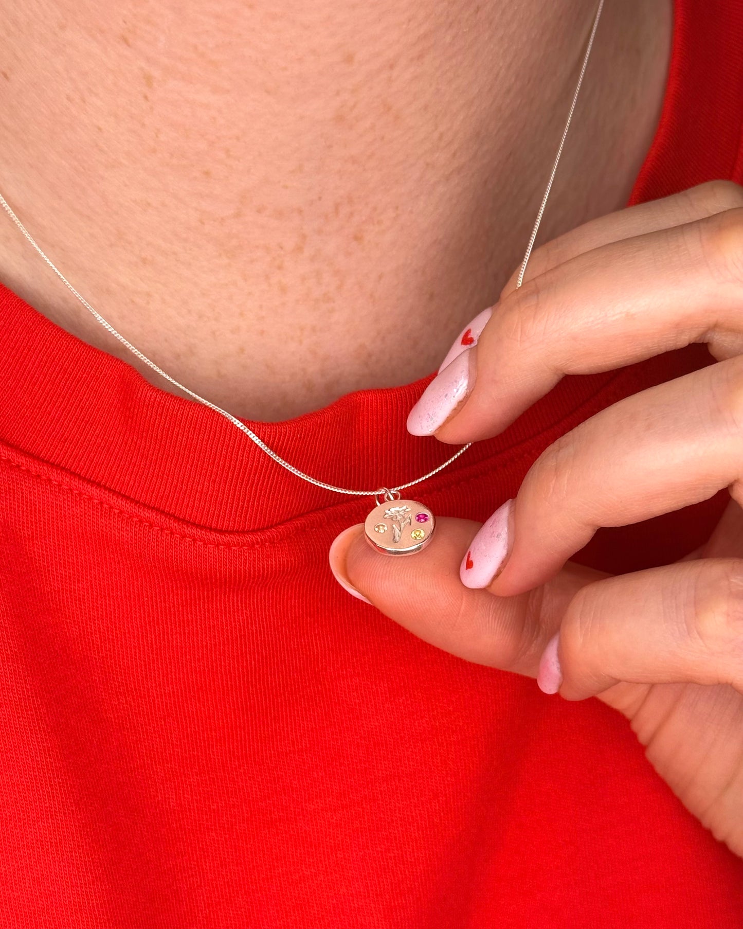 Personalised Mini Welsh Daffodil Necklace - Solid Fine Silver