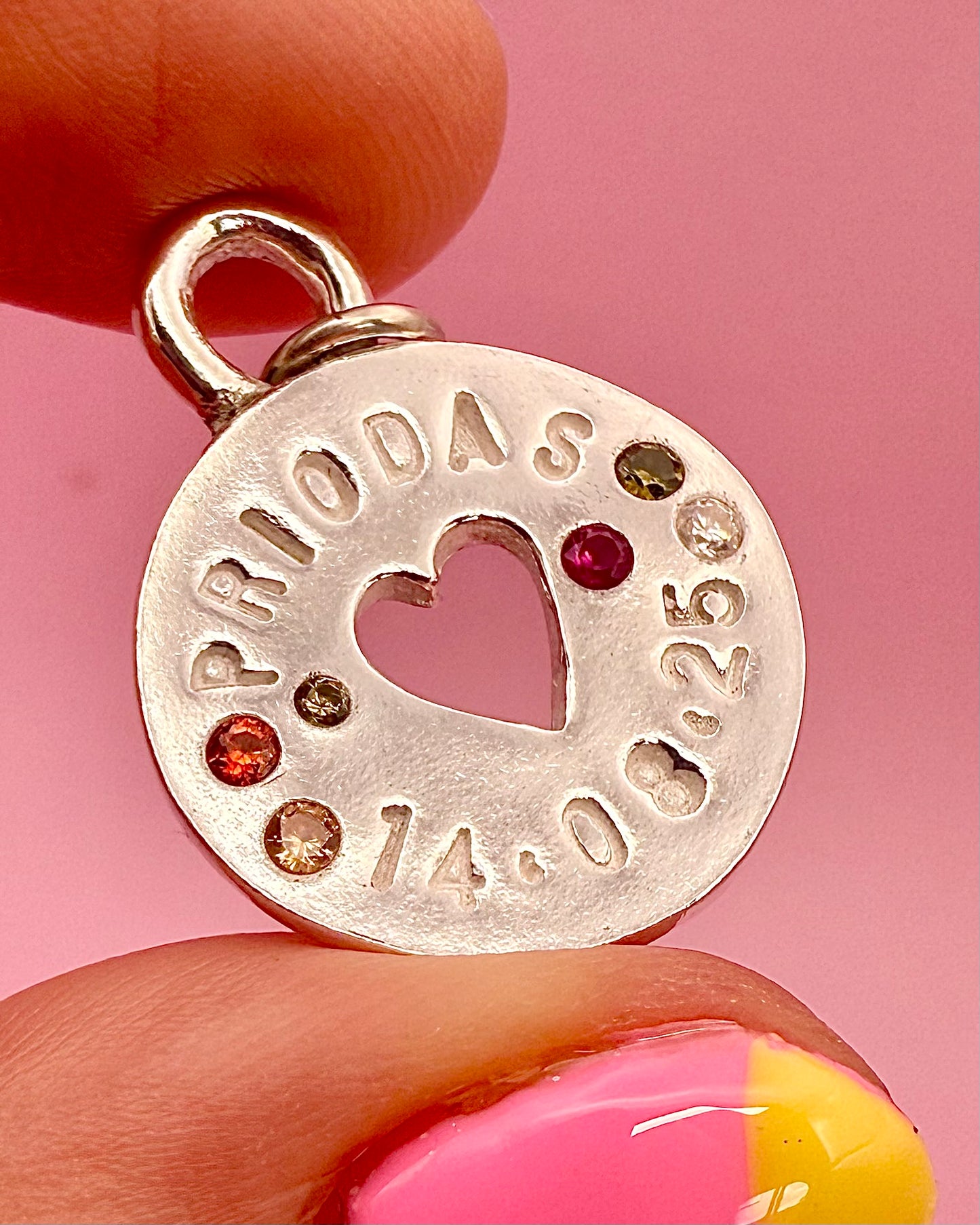 (Made to order) Heart Coin - Solid silver with Cubic Zirconia