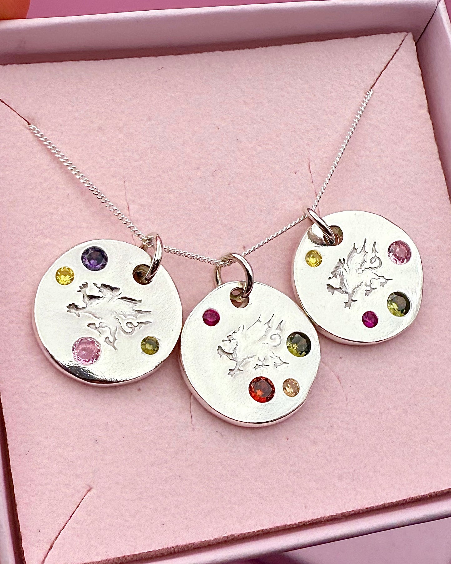 (Made to order) Welsh Dragon Necklace - Solid Silver With Cubic Zirconia