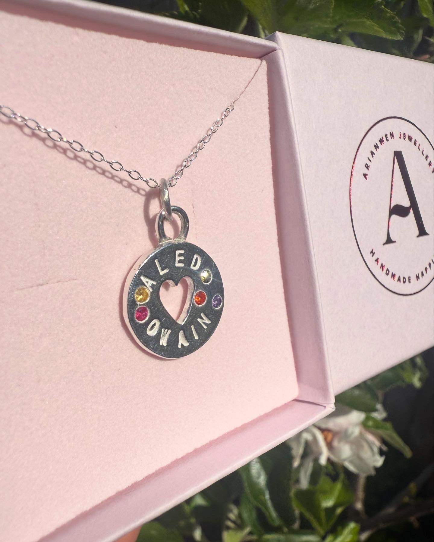 (Made to order) Heart Coin - Solid silver with Cubic Zirconia