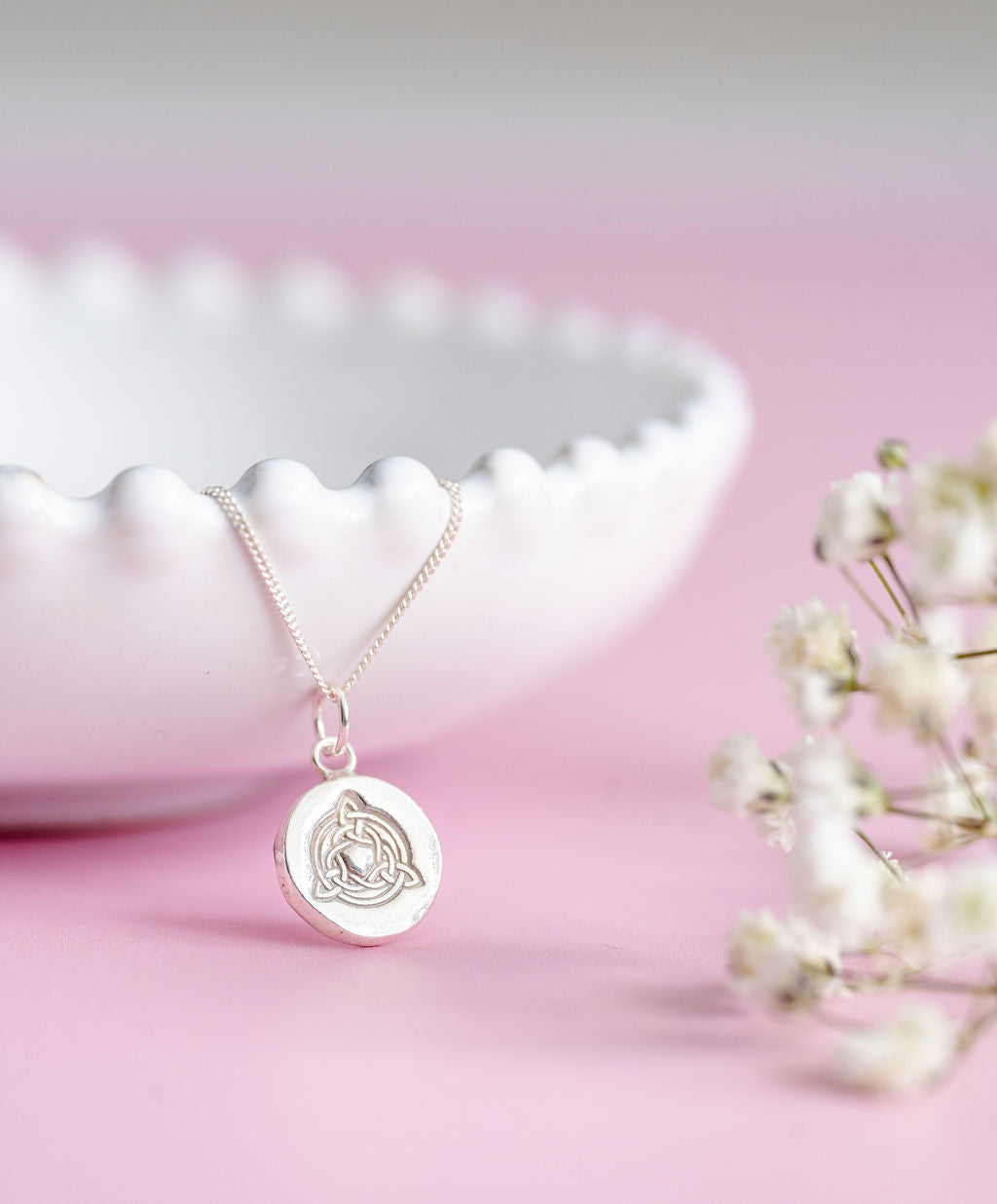 Personalised Mini Welsh Celtic Knot Necklace - Solid Fine Silver