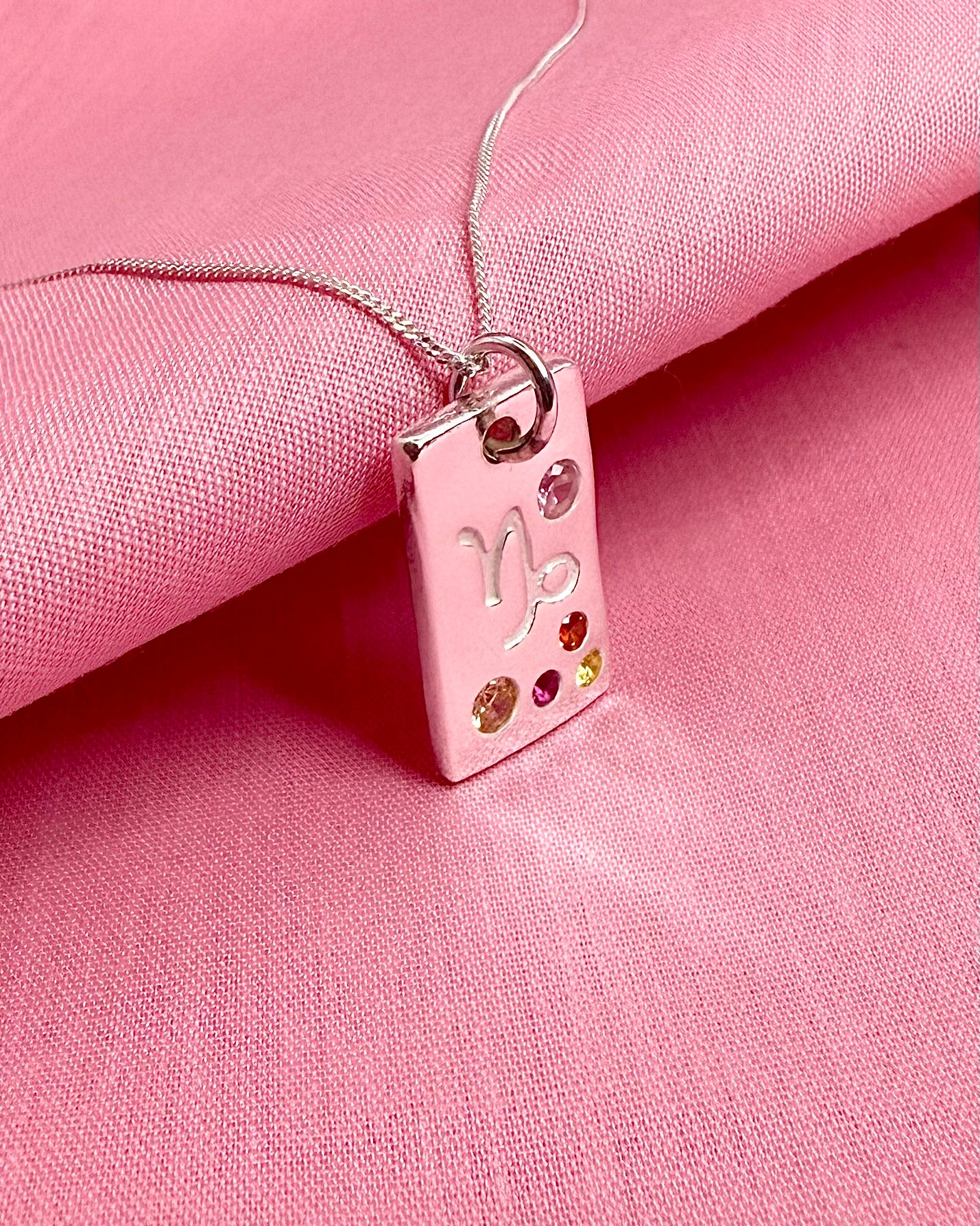 (Made to order) Zodiac Pendant - Solid Fine Silver With Cubic Zirconia Gemstones