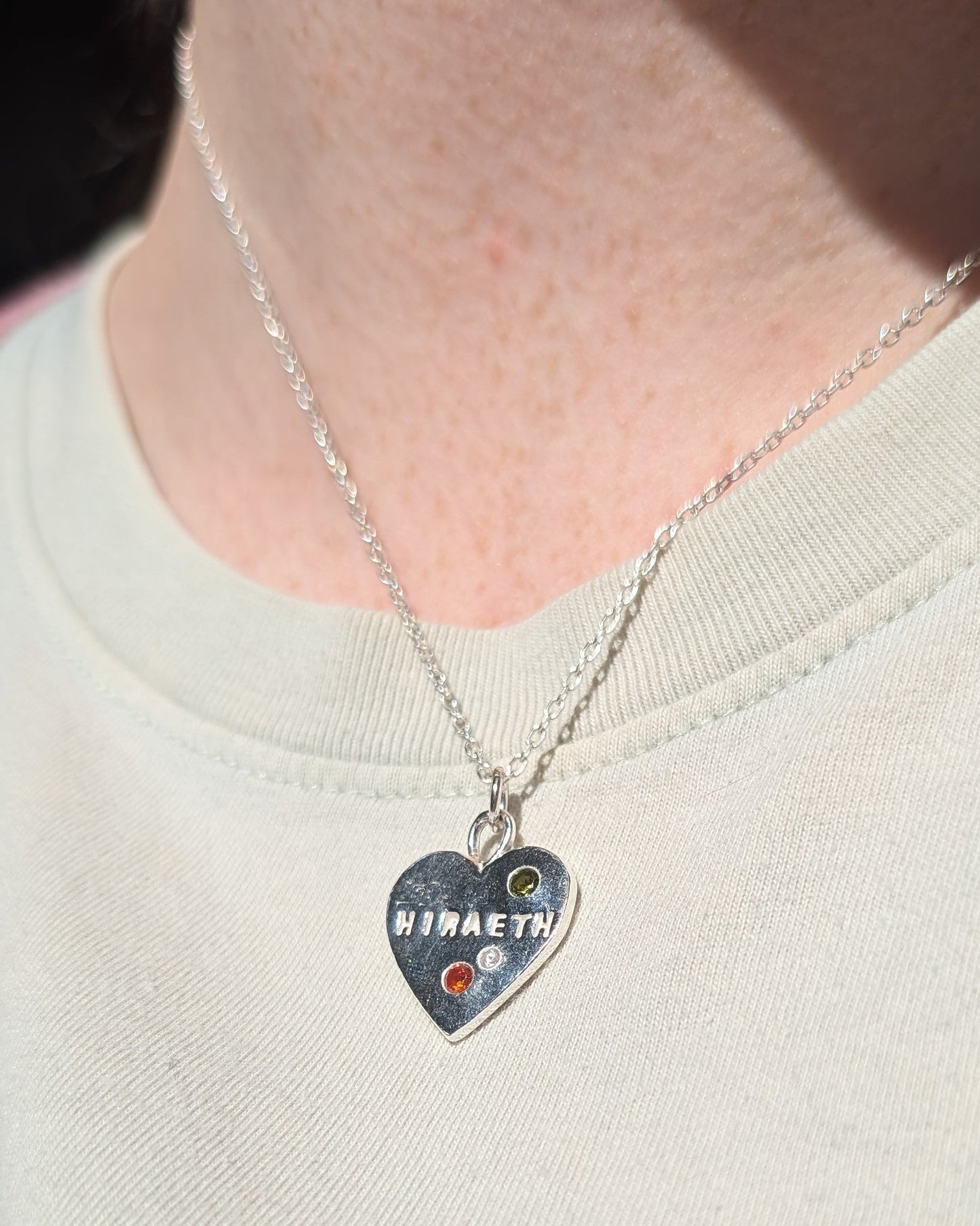 Calon Cymraeg "Hiraeth" Welsh Heart Necklace – Solid Silver with Cubic Zirconia