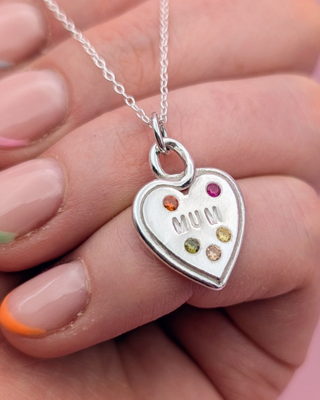 (Made to order) Heart Loop Necklace - Solid Silver with Cubic Zirconia