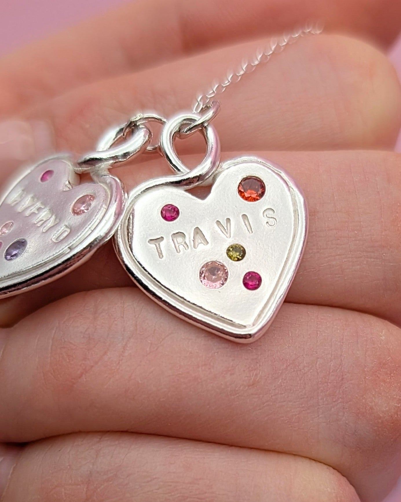 (Made to order) Large Heart Loop Pendant - solid silver with cubic zirconia