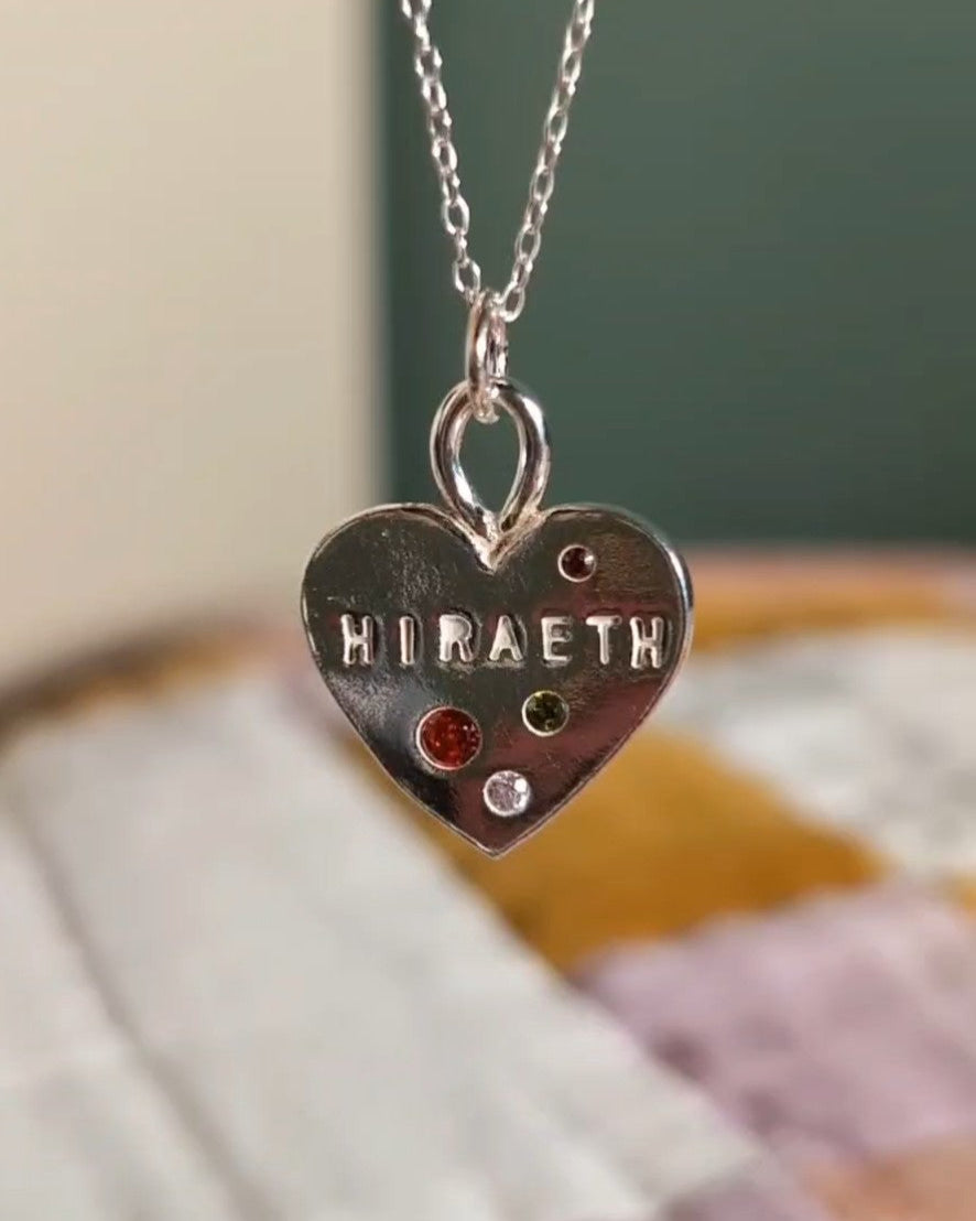 Calon Cymraeg "Hiraeth" Welsh Heart Necklace – Solid Silver with Cubic Zirconia
