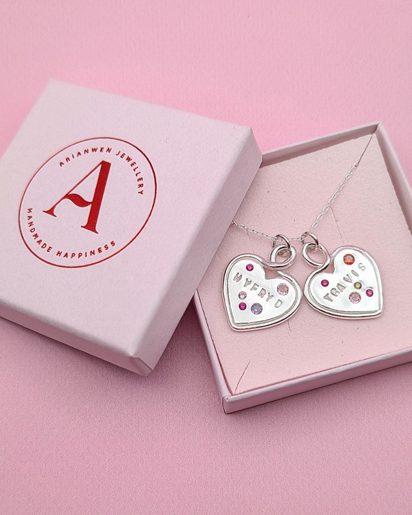 (Made to order) Large Heart Loop Pendant - solid silver with cubic zirconia