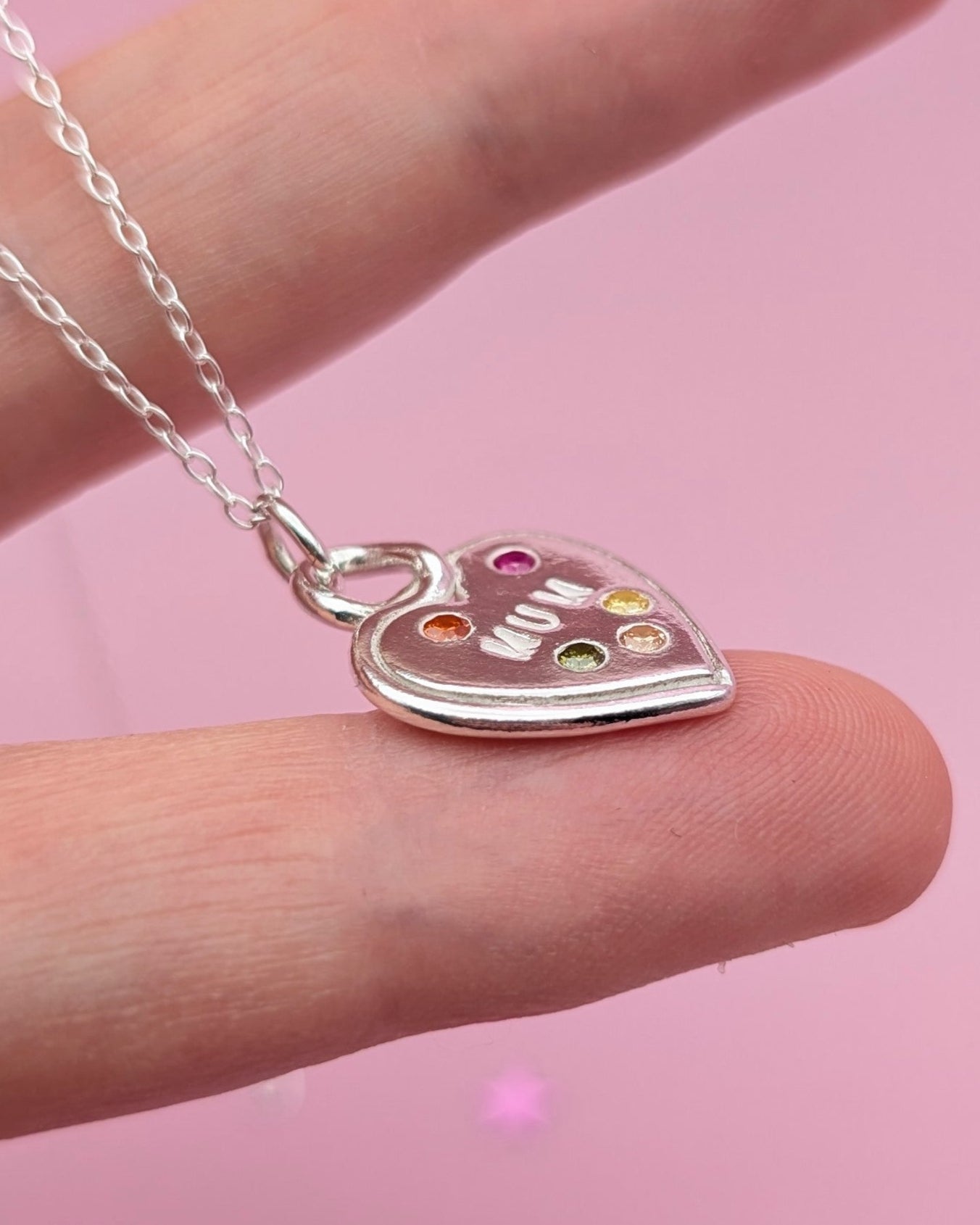 (Made to order) Heart Loop Necklace - Solid Silver with Cubic Zirconia