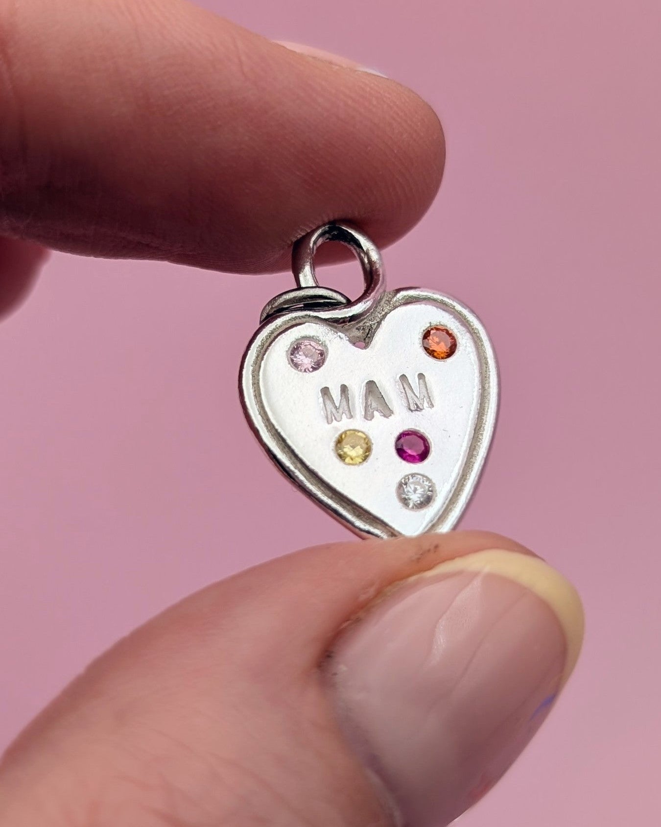 (Made to order) Heart Loop Necklace - Solid Silver with Cubic Zirconia