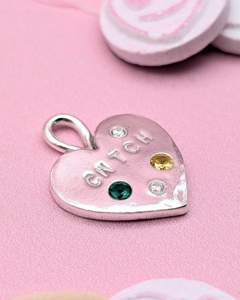 (Made to order) Calon Cymraeg - Solid Silver with Cubic Zirconia