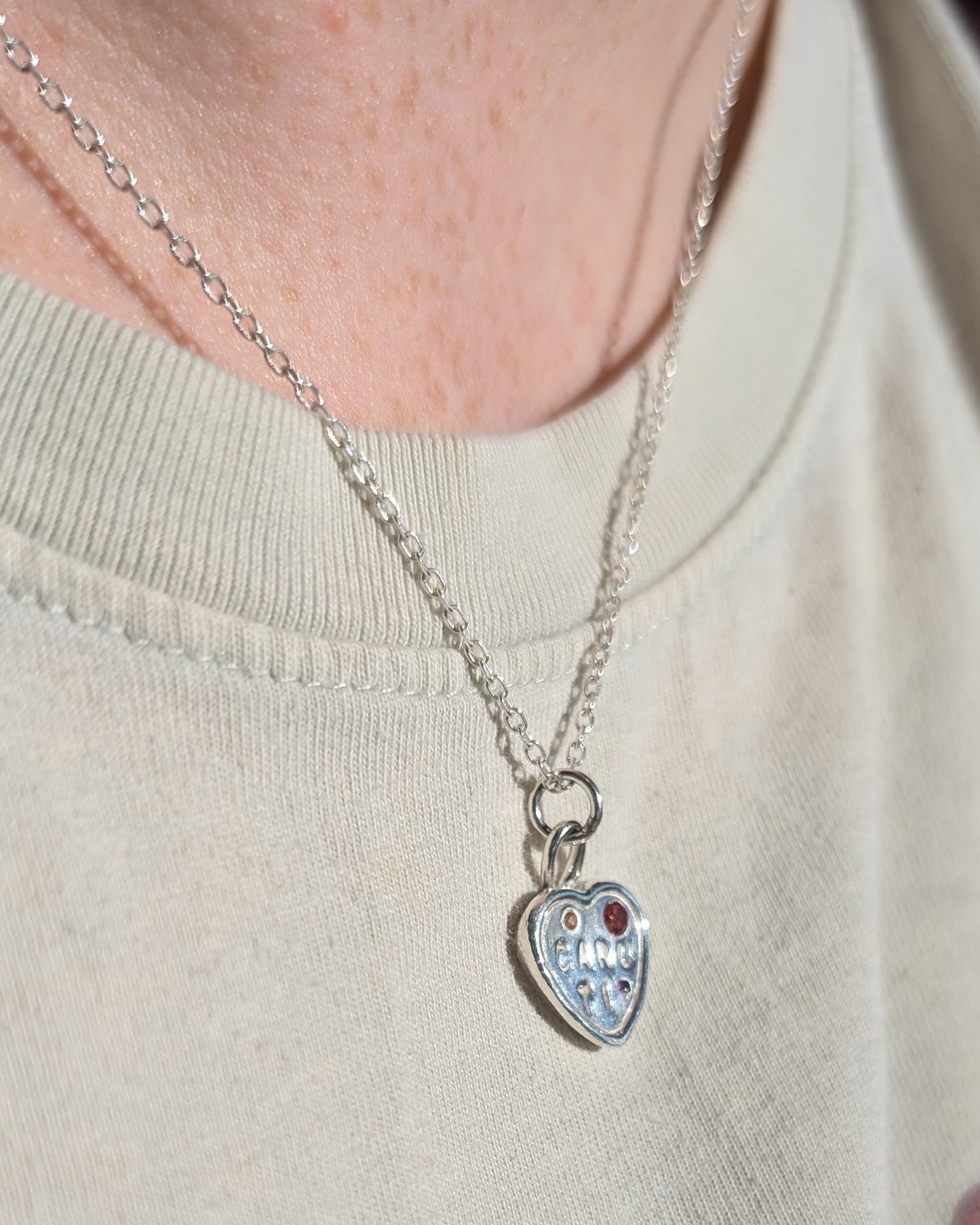 (Made to order) Sweetheart necklace - Solid Silver with Cubic Zirconia