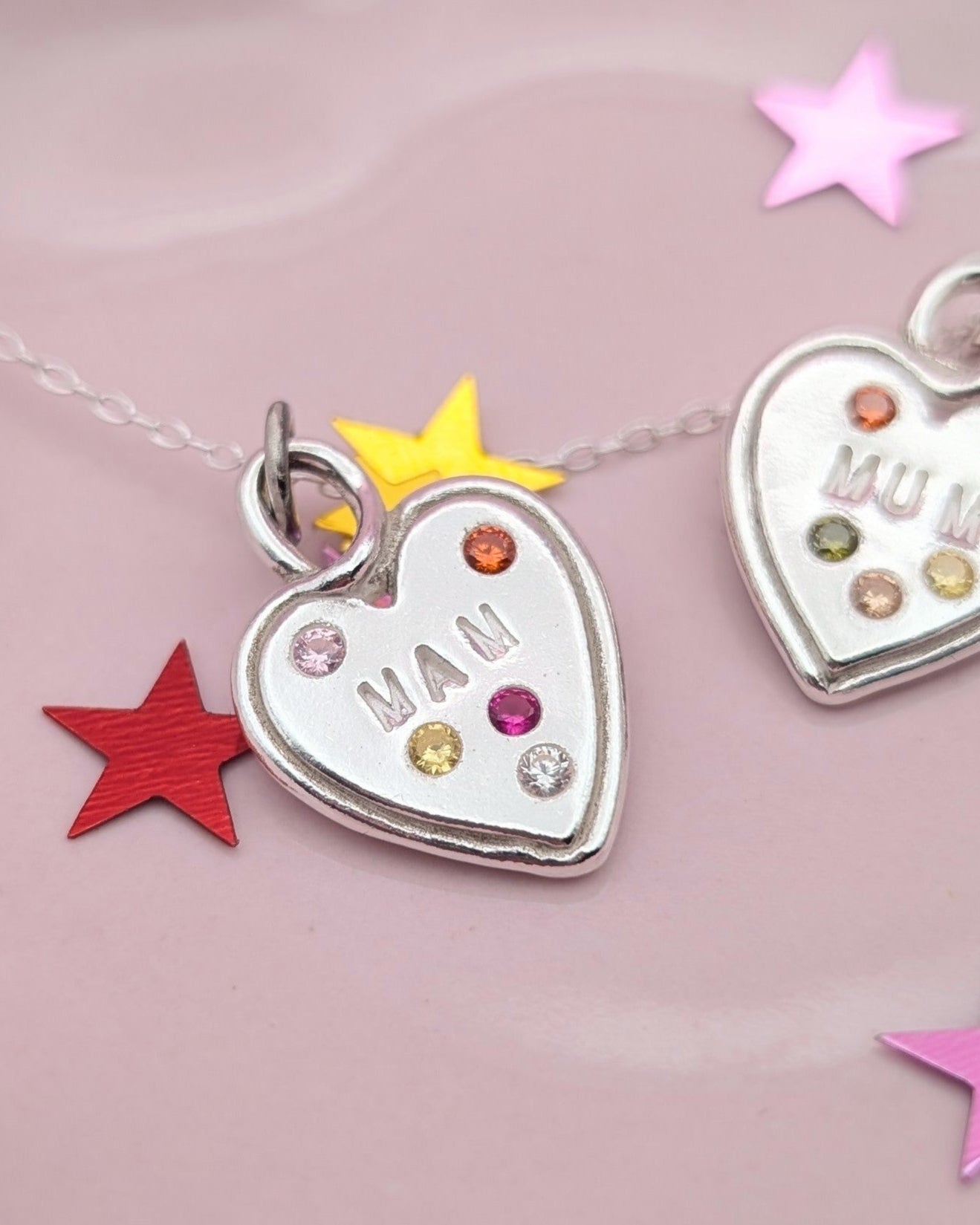 (Made to order) Heart Loop Necklace - Solid Silver with Cubic Zirconia