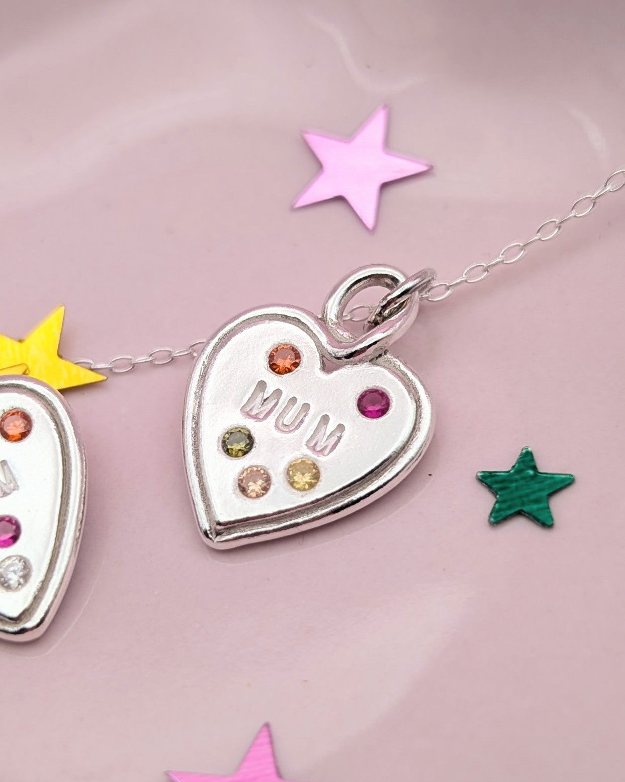 (Made to order) Heart Loop Necklace - Solid Silver with Cubic Zirconia