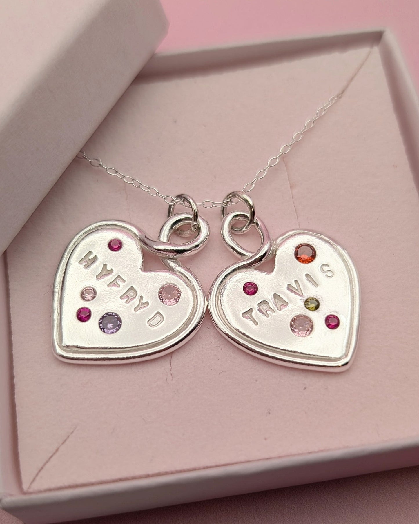 (Made to order) Large Heart Loop Pendant - solid silver with cubic zirconia