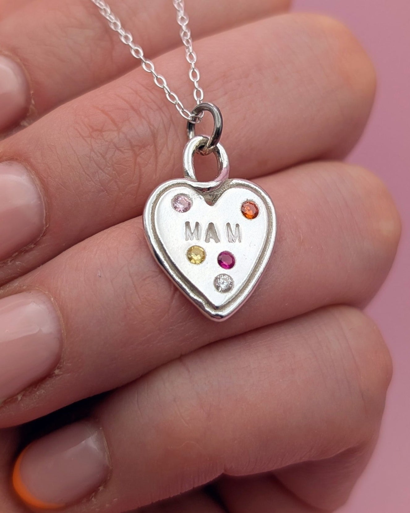 (Made to order) Heart Loop Necklace - Solid Silver with Cubic Zirconia
