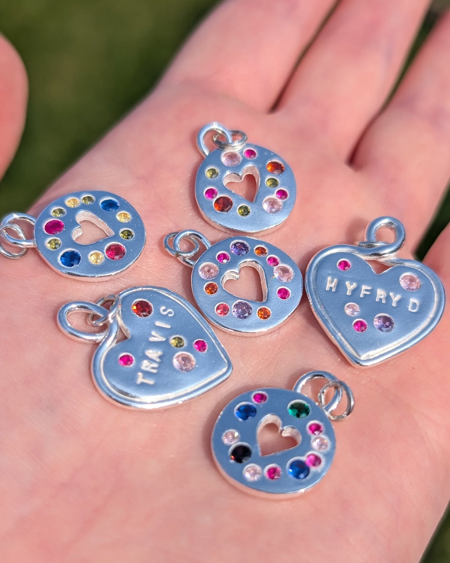 Funfetti Heart Pendant - Solid Silver with cubic zirconia