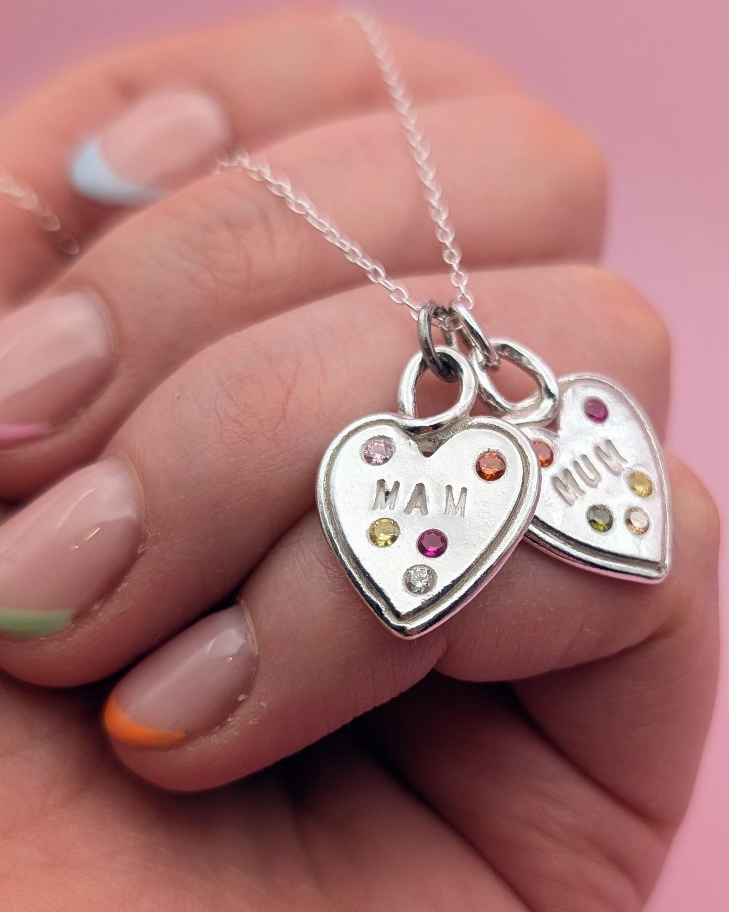 (Made to order) Heart Loop Necklace - Solid Silver with Cubic Zirconia