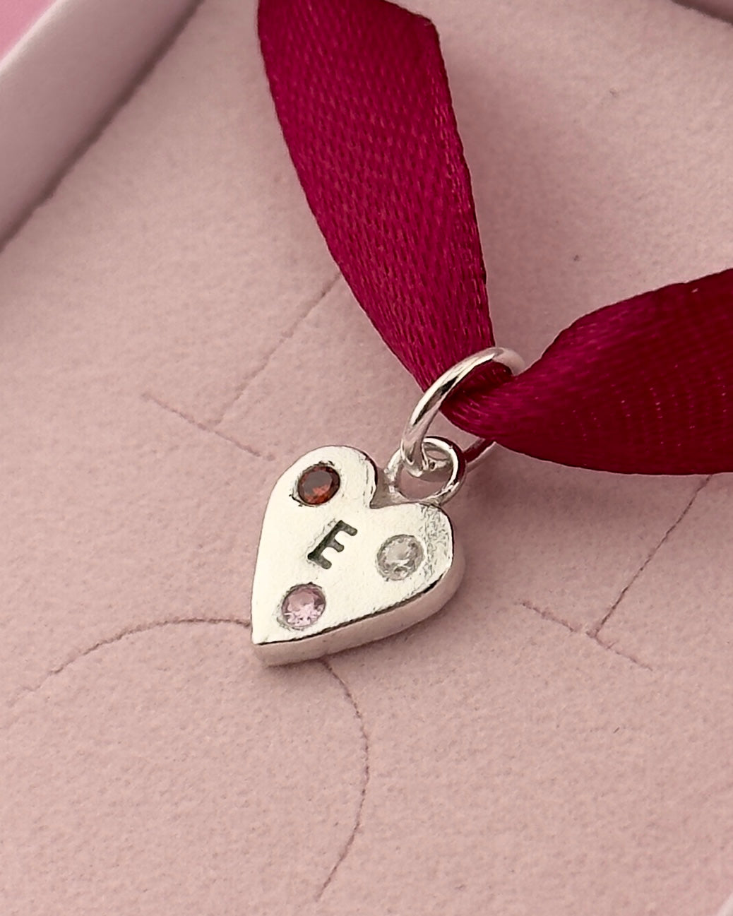 (Build Your Own) Love Letter Charm – Silver Heart Shaped Initial Charm