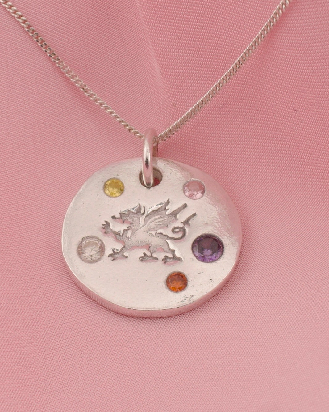 (Made to order) Draig Cymraeg Welsh Dragon Necklace - Solid Silver With Cubic Zirconia