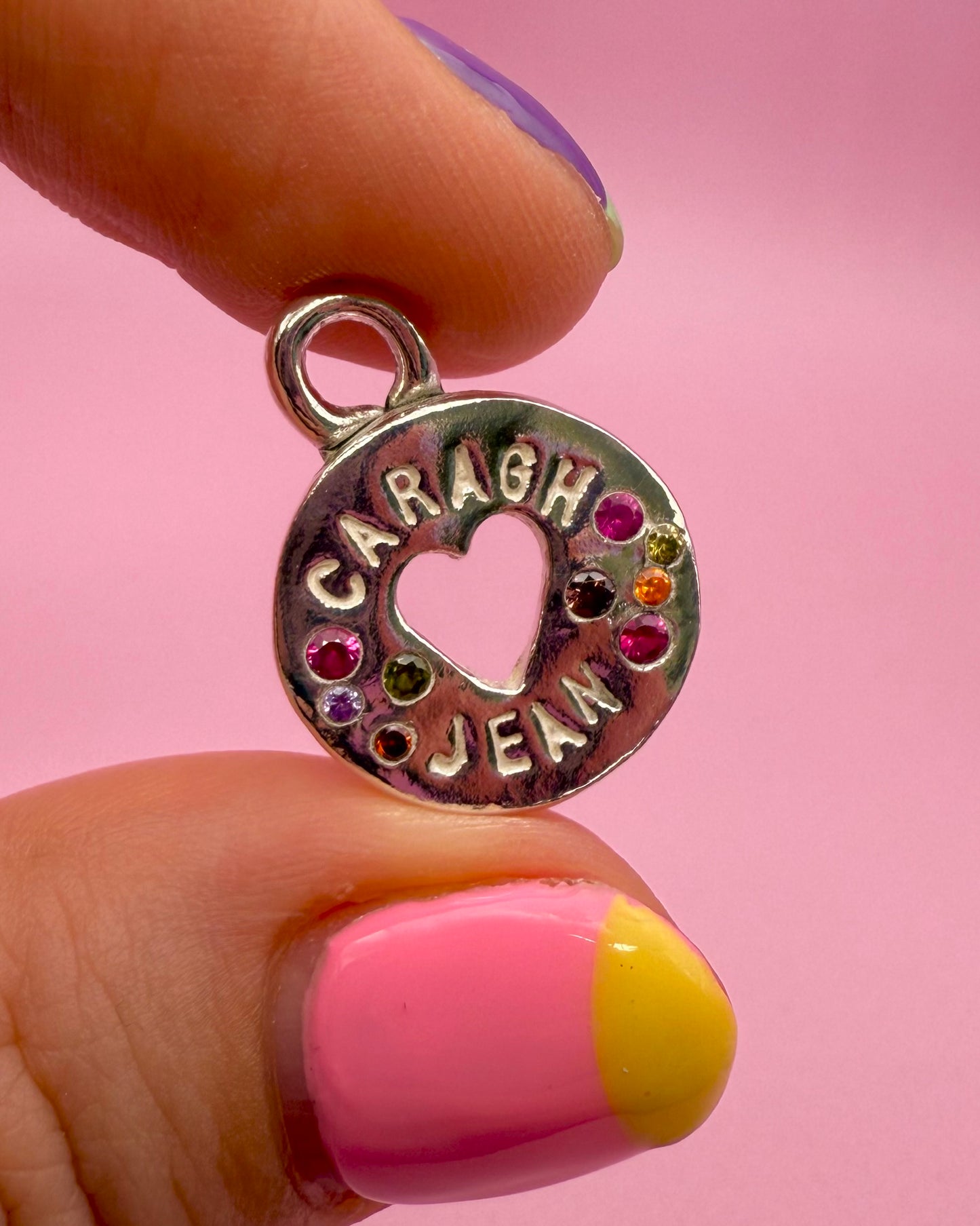 (Made to order) Heart Coin - Solid silver with Cubic Zirconia