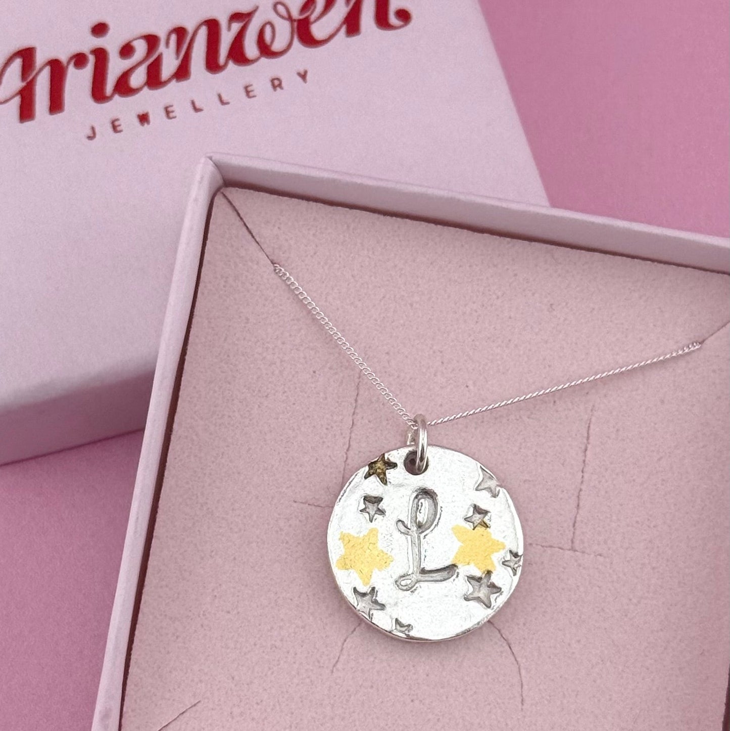 Personalised Mixed Metal Seren Initial Necklace – Solid Fine Silver & 24k Gold