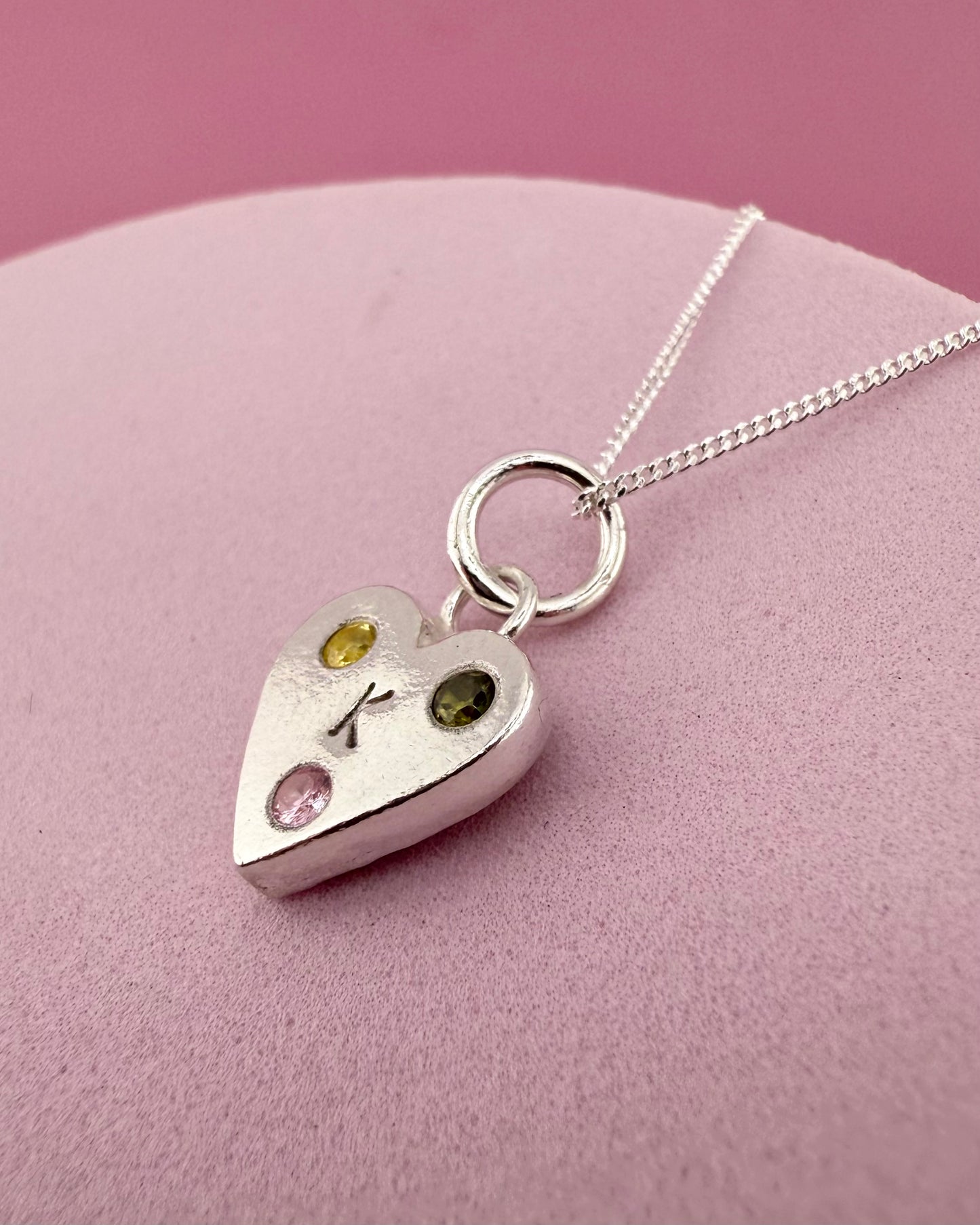 (Build Your Own) Love Letter Charm – Silver Heart Shaped Initial Charm