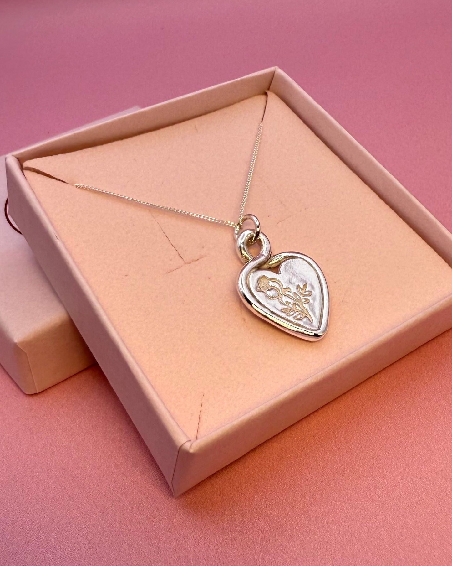 (Made to order) Heart Loop Necklace - Solid Silver with Cubic Zirconia