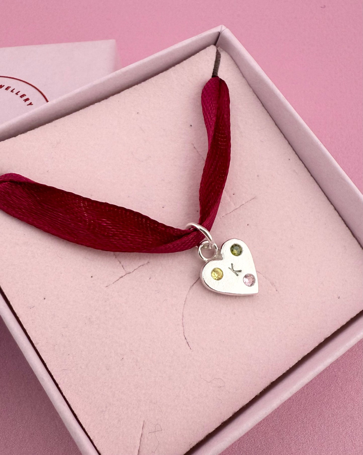 (Build Your Own) Love Letter Charm – Silver Heart Shaped Initial Charm