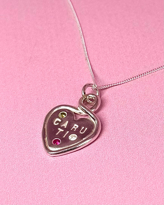 Caru Ti Heart Loop Pendant - Solid Silver With Cubic Zirconia