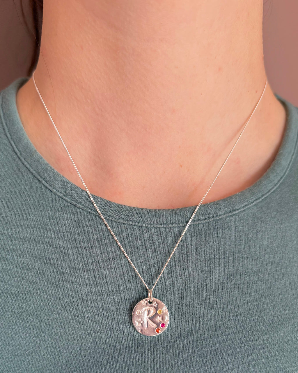 Personalised Seren Initial Necklace - Solid Fine Silver