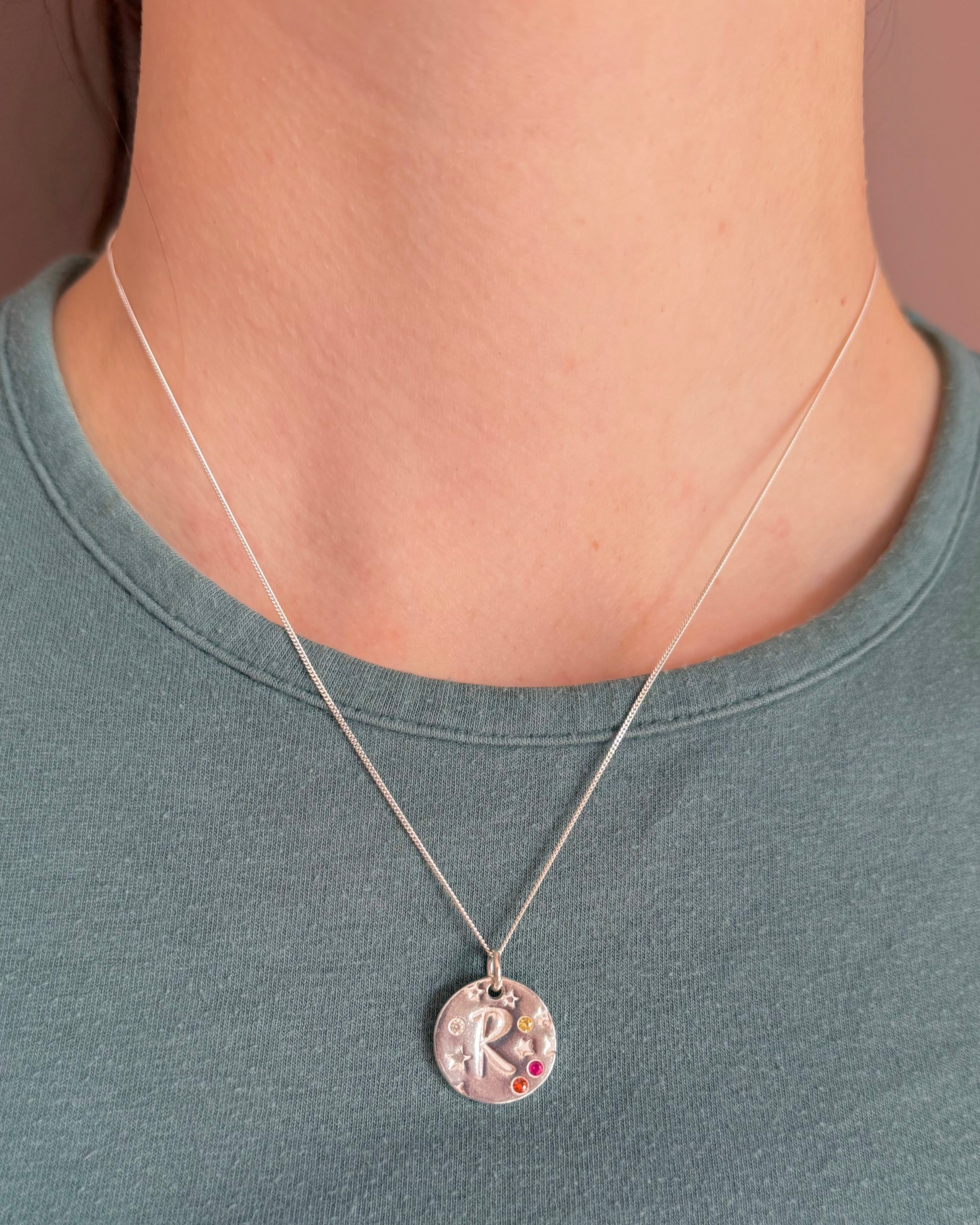 Personalised Seren Initial Necklace - Solid Fine Silver