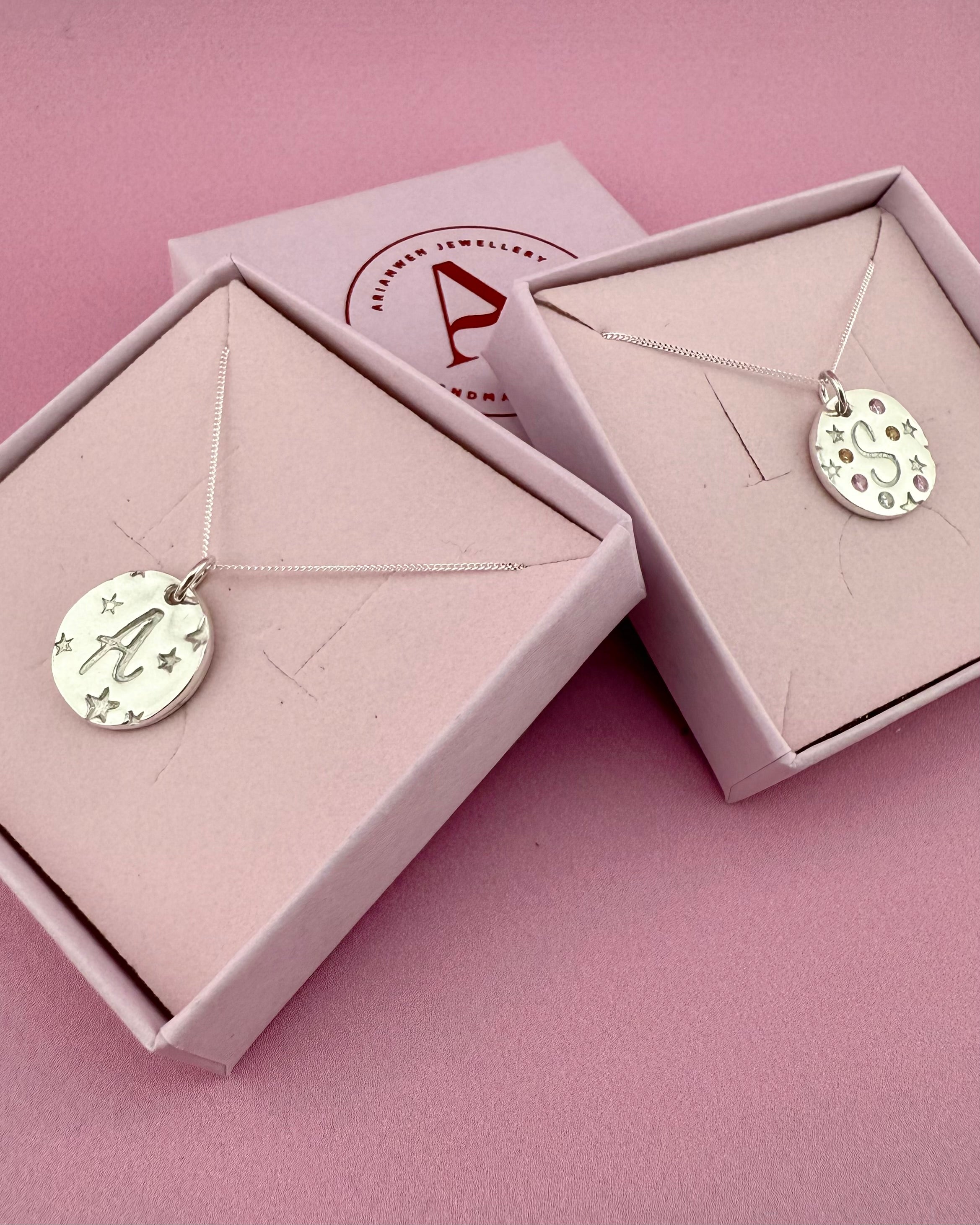 Personalised Seren Initial Necklace - Solid Fine Silver with Cubic Zirconia