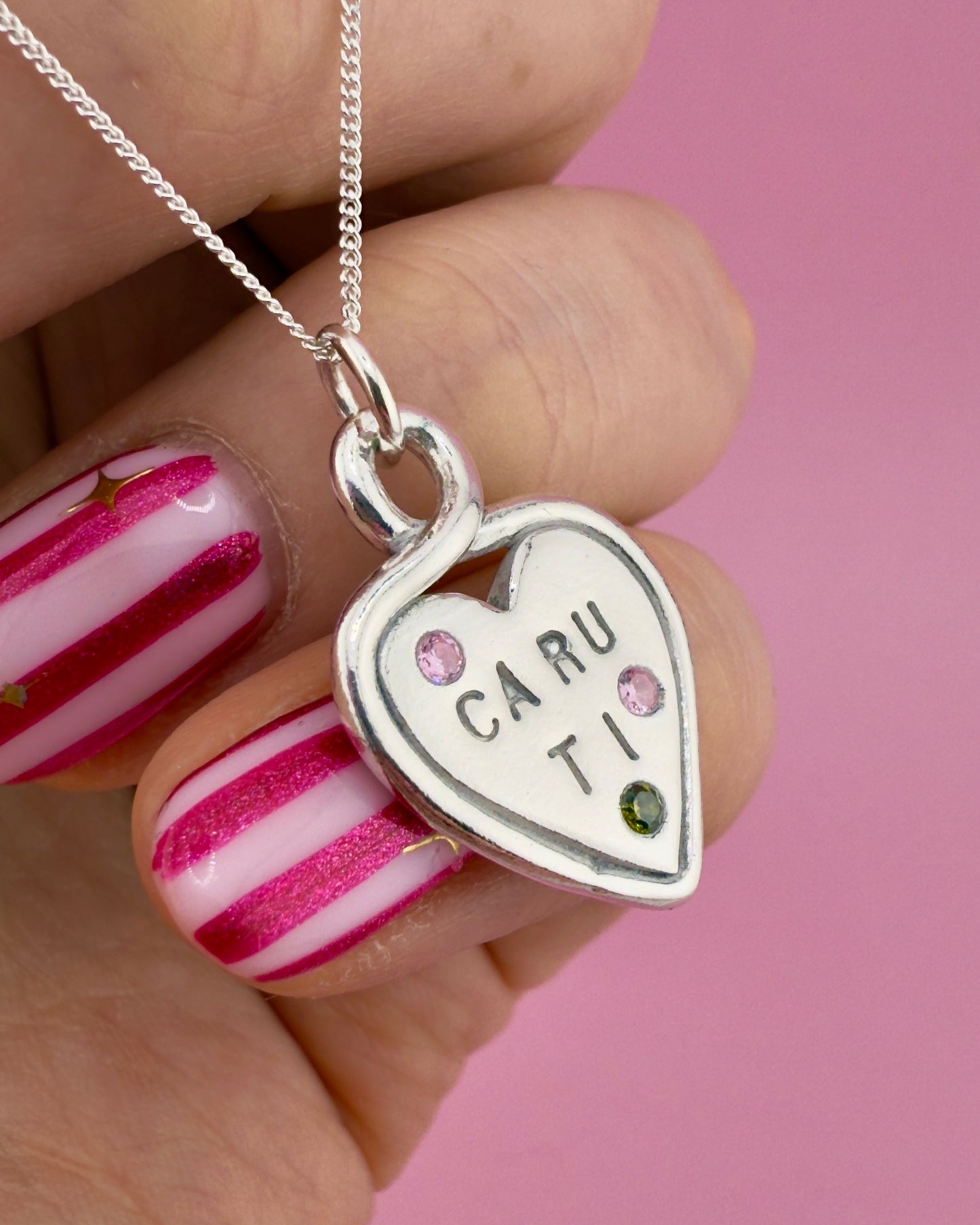 (Made to order) Heart Loop Necklace - Solid Silver with Cubic Zirconia