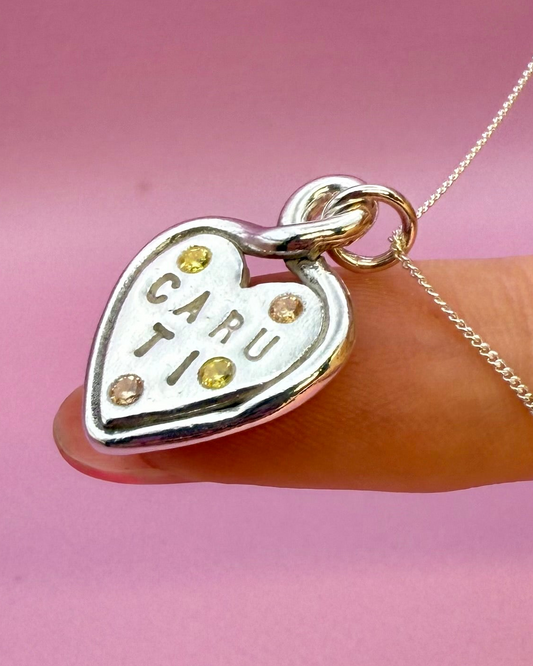 (Made to order) Heart Loop Necklace - Solid Silver with Cubic Zirconia