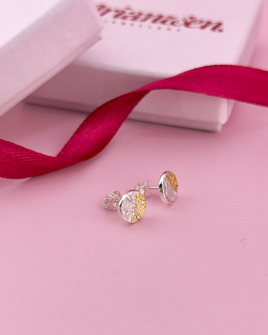 Mixed Metal Celtic Knot Stud Earrings - Solid Fine Silver with 24k Gold