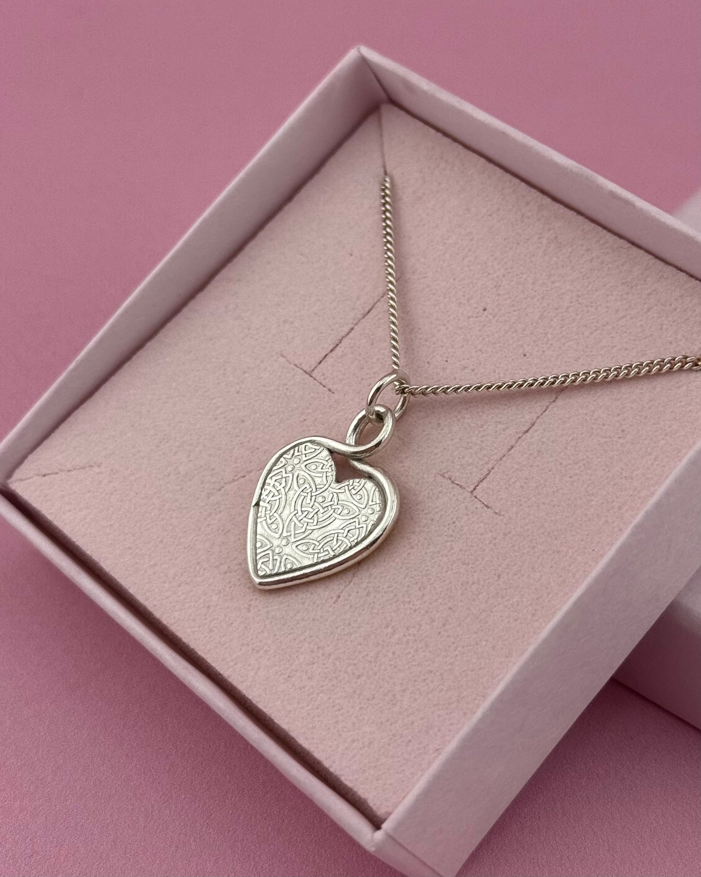 (Made to order) Heart Loop Necklace - Solid Silver with Cubic Zirconia